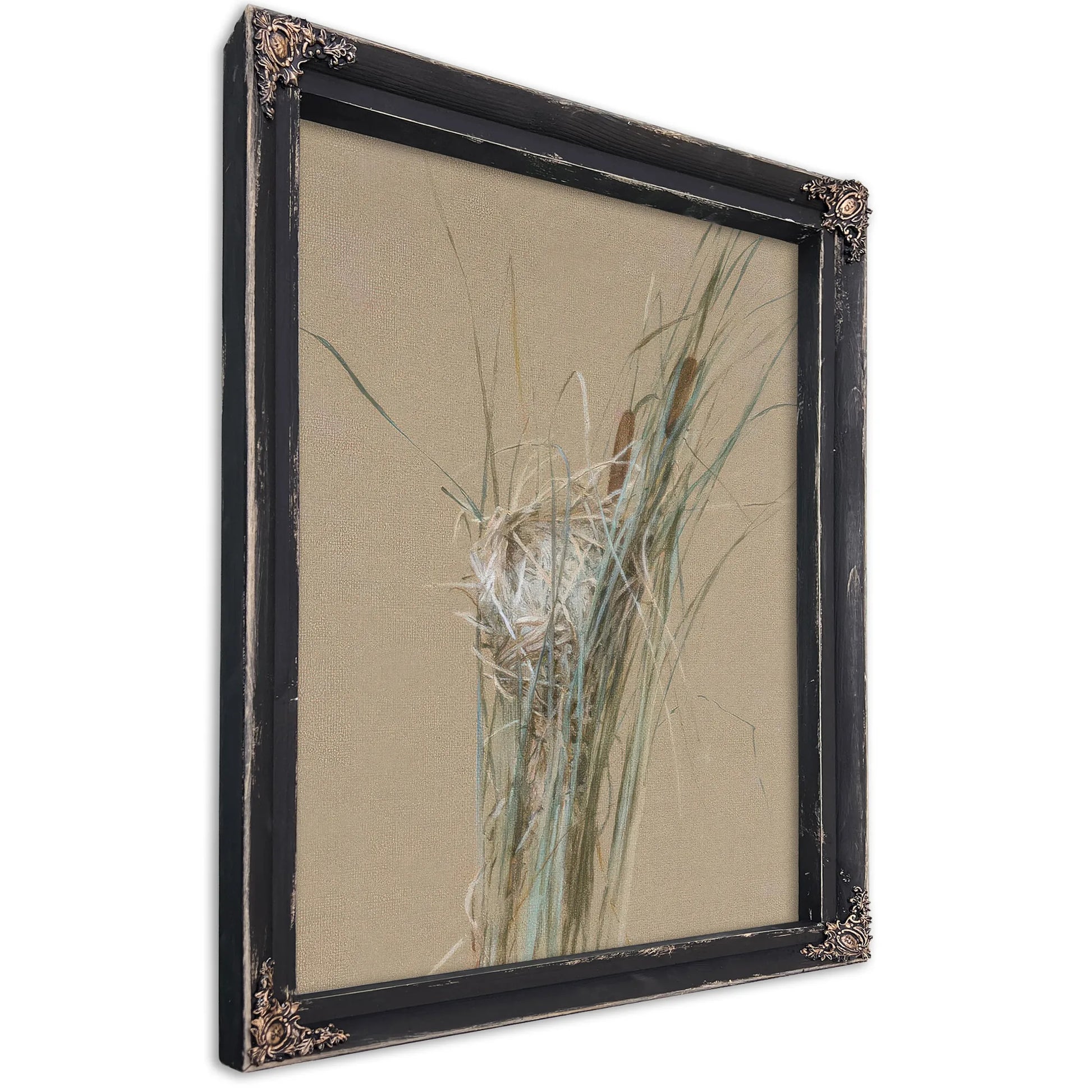 Bird's Nest In Cattails By Fidelia Bridges Fine Art Print