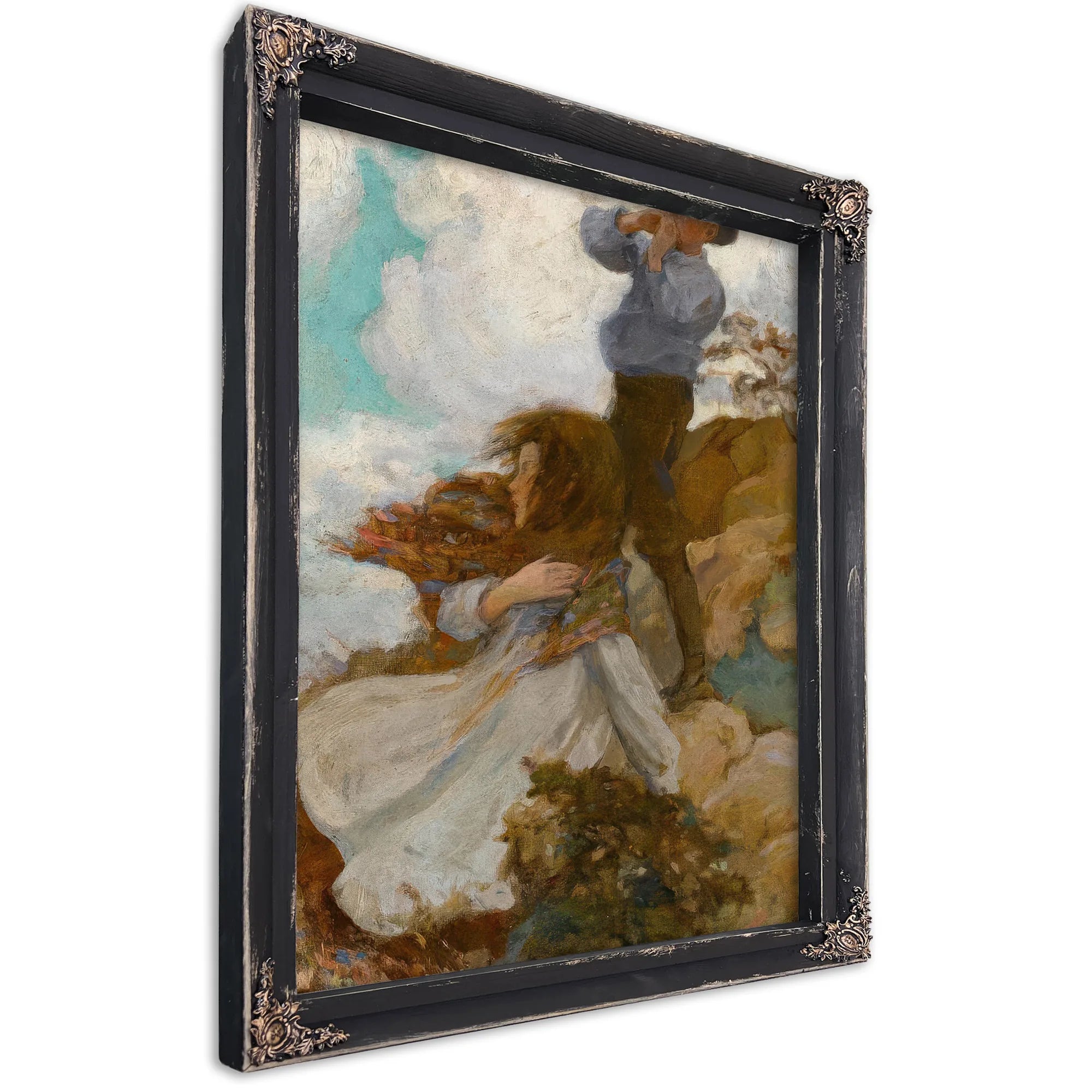 Two Children On A Windswept Hill 1915 By Jessie Willcox Smith Fine Art Print