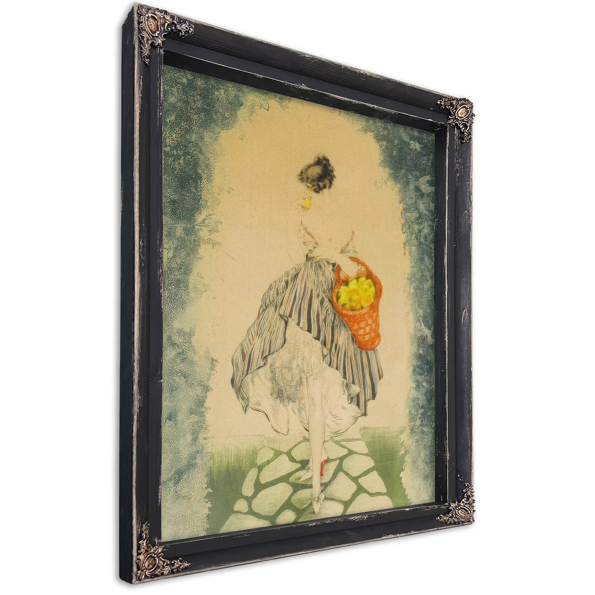 Basket Of Apples 1924 By Louis Icart Fine Art Print