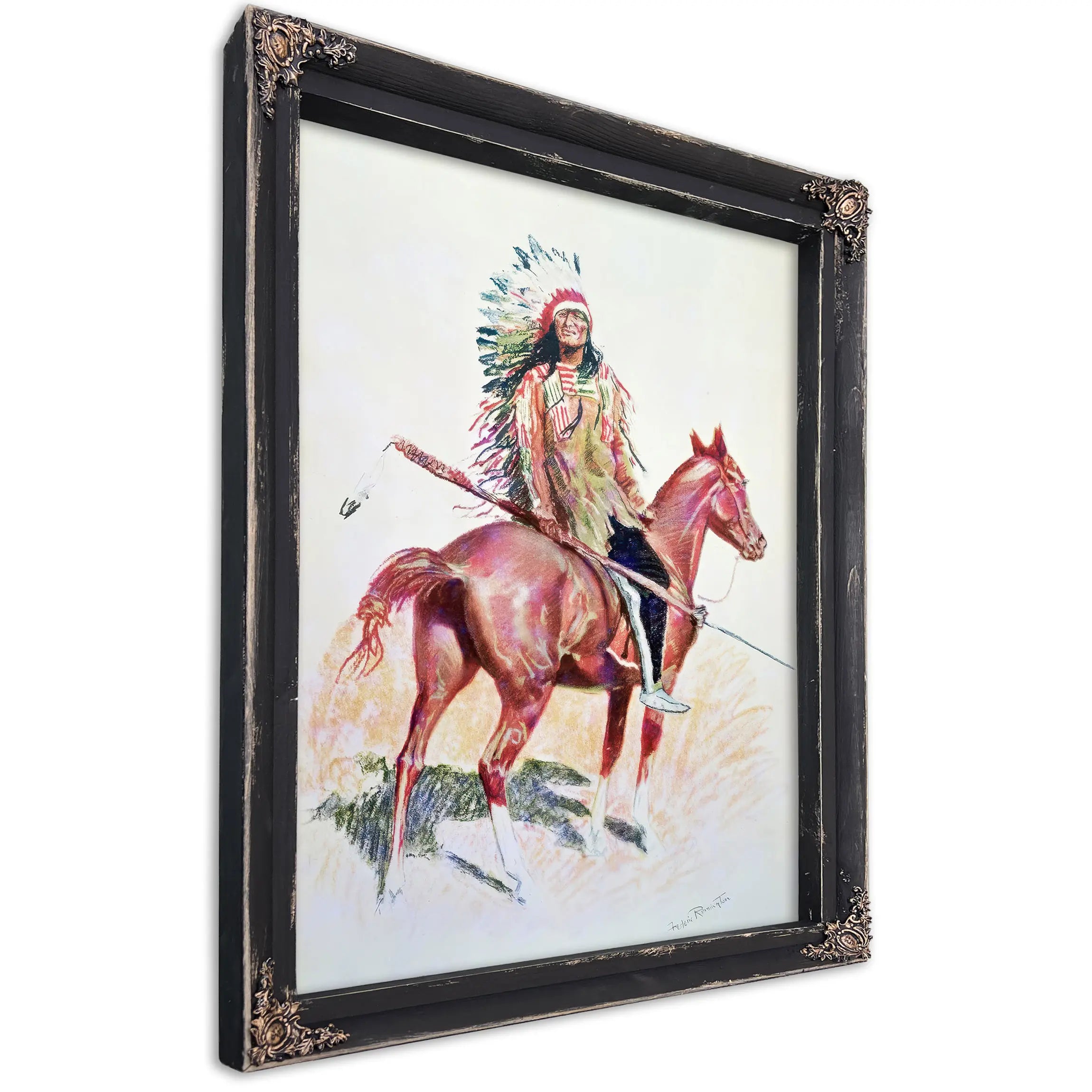 Sioux Chief Colour Litho by Frederic Remington