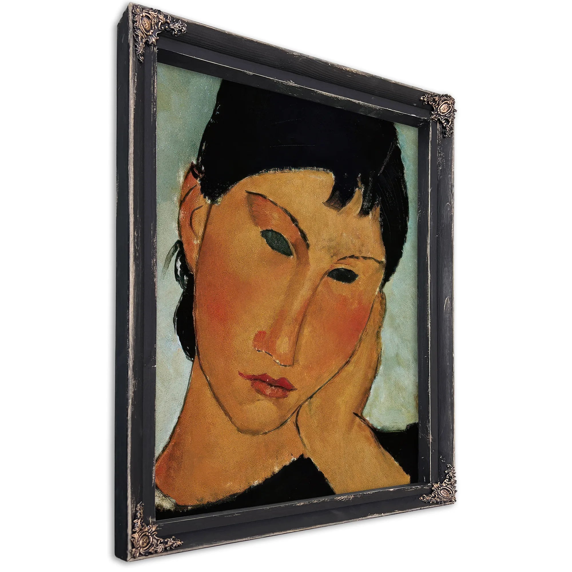 Detail Of Female Head From Elvira Resting At A Table By Amedeo Modigliani Fine Art Print