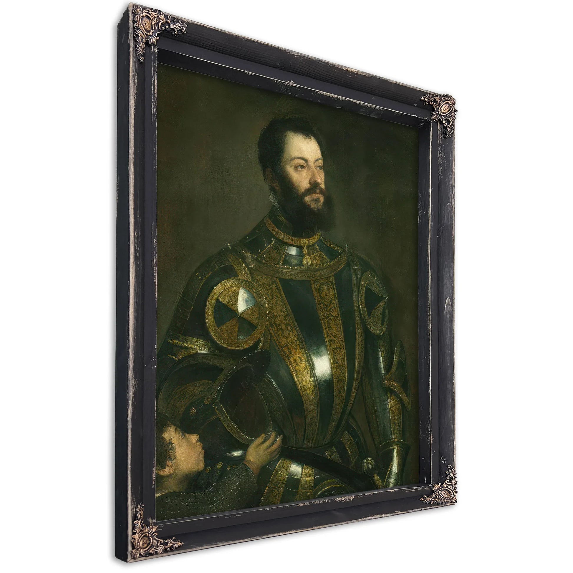 Portrait Of Alfonso D'avalos Marchese Del Vasto In Armor With A Page By Titian Fine Art Print