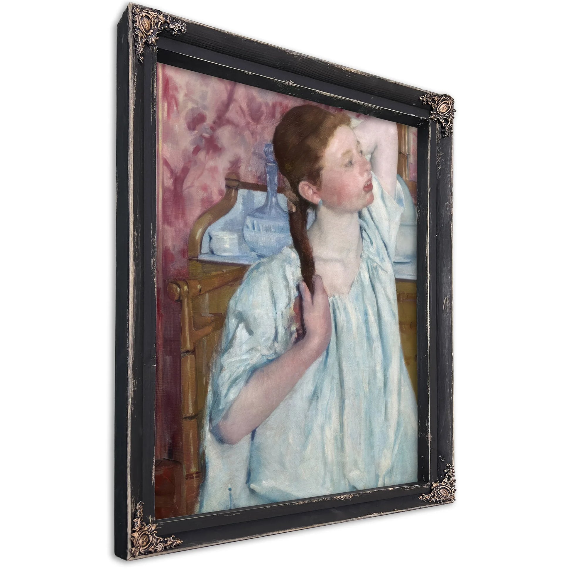 Girl Arranging Her Hair By Mary Cassatt Fine Art Print