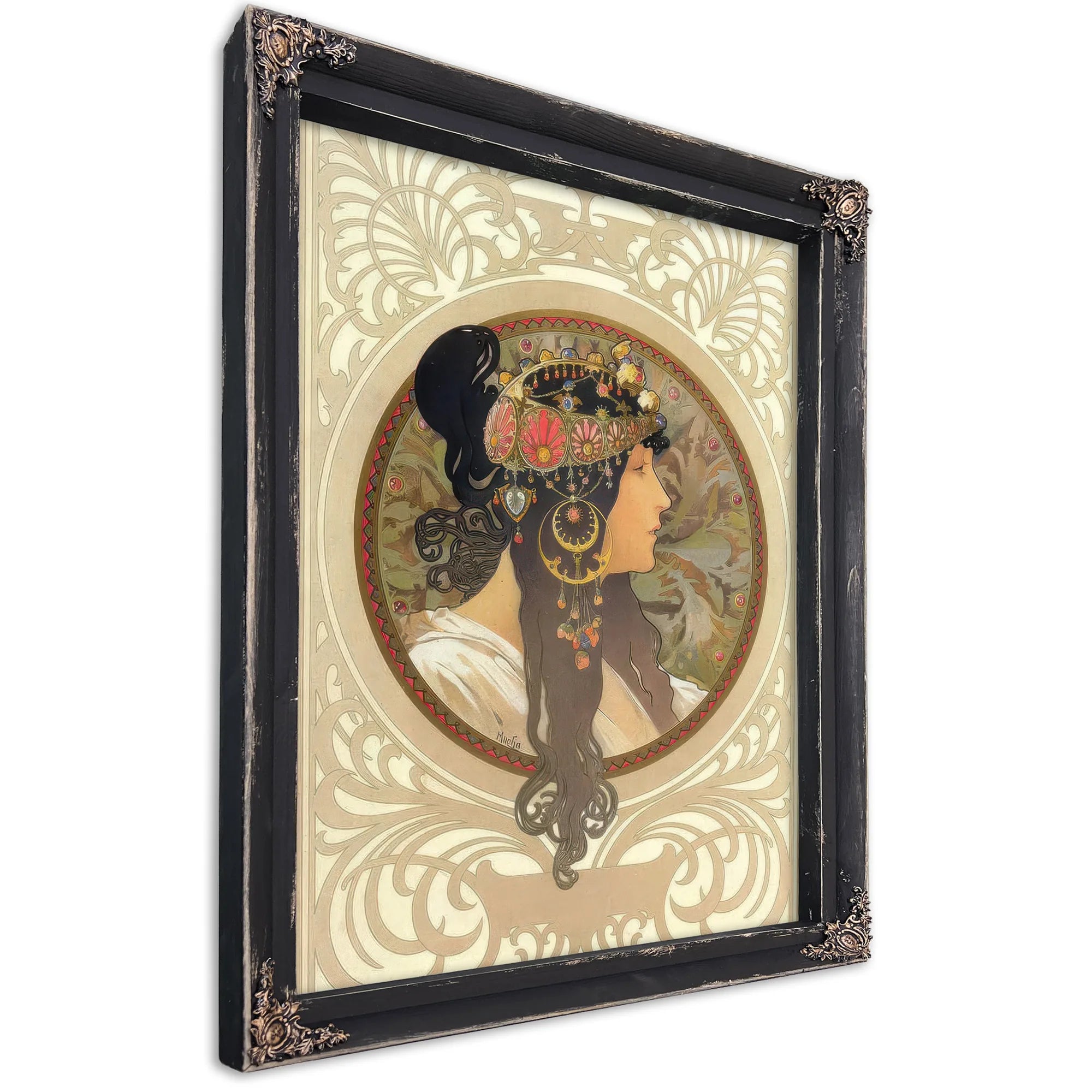 The Byzantine Heads Brunette By Alphonse Mucha Fine Art Print