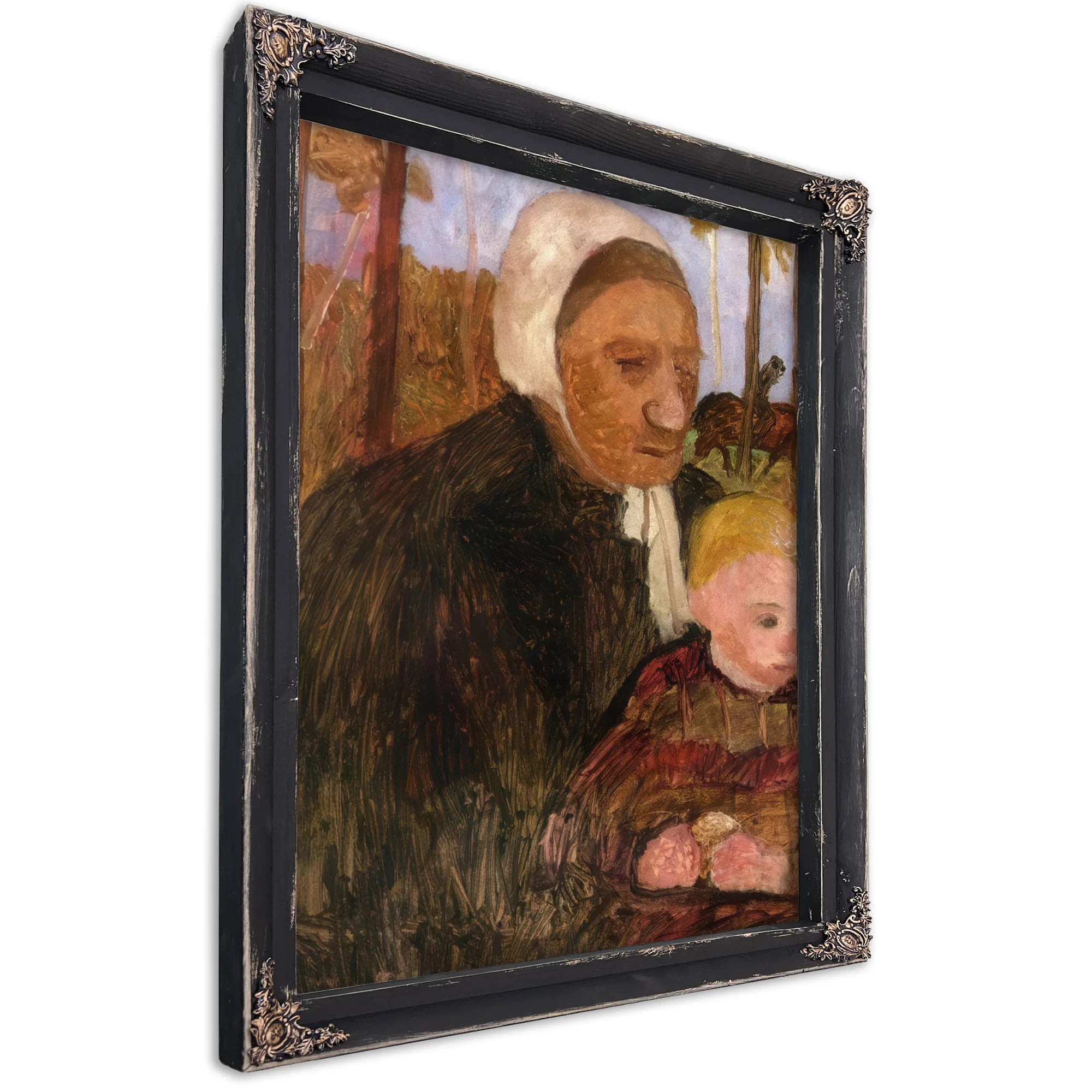 Farmwoman With Child, Rider In The Background By Paula Modersohn Becker Fine Art Print