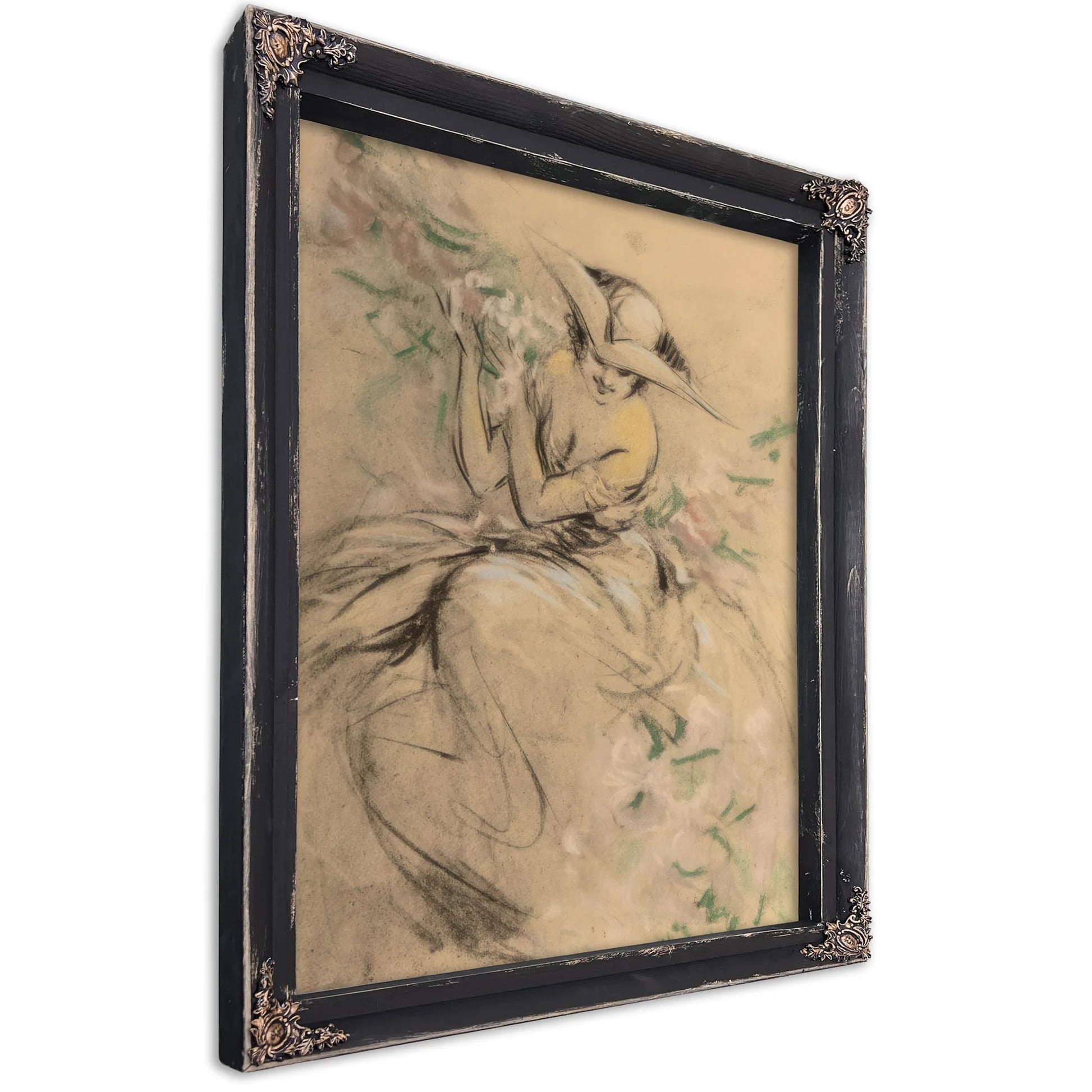 Lady In Flower Garden By Louis Icart Fine Art Print