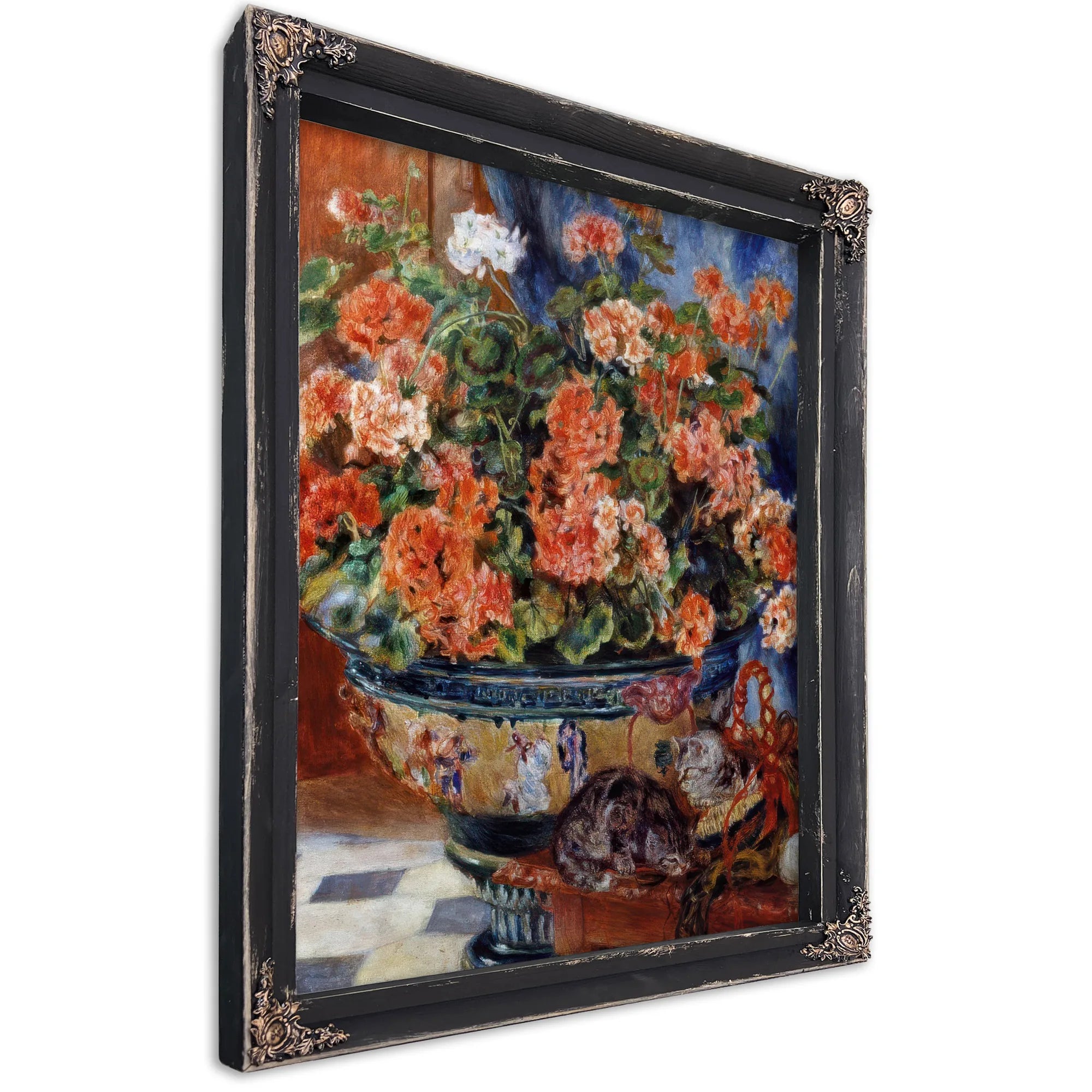Geraniums And Cats 1 By Pierre Auguste Renoir Fine Art Print