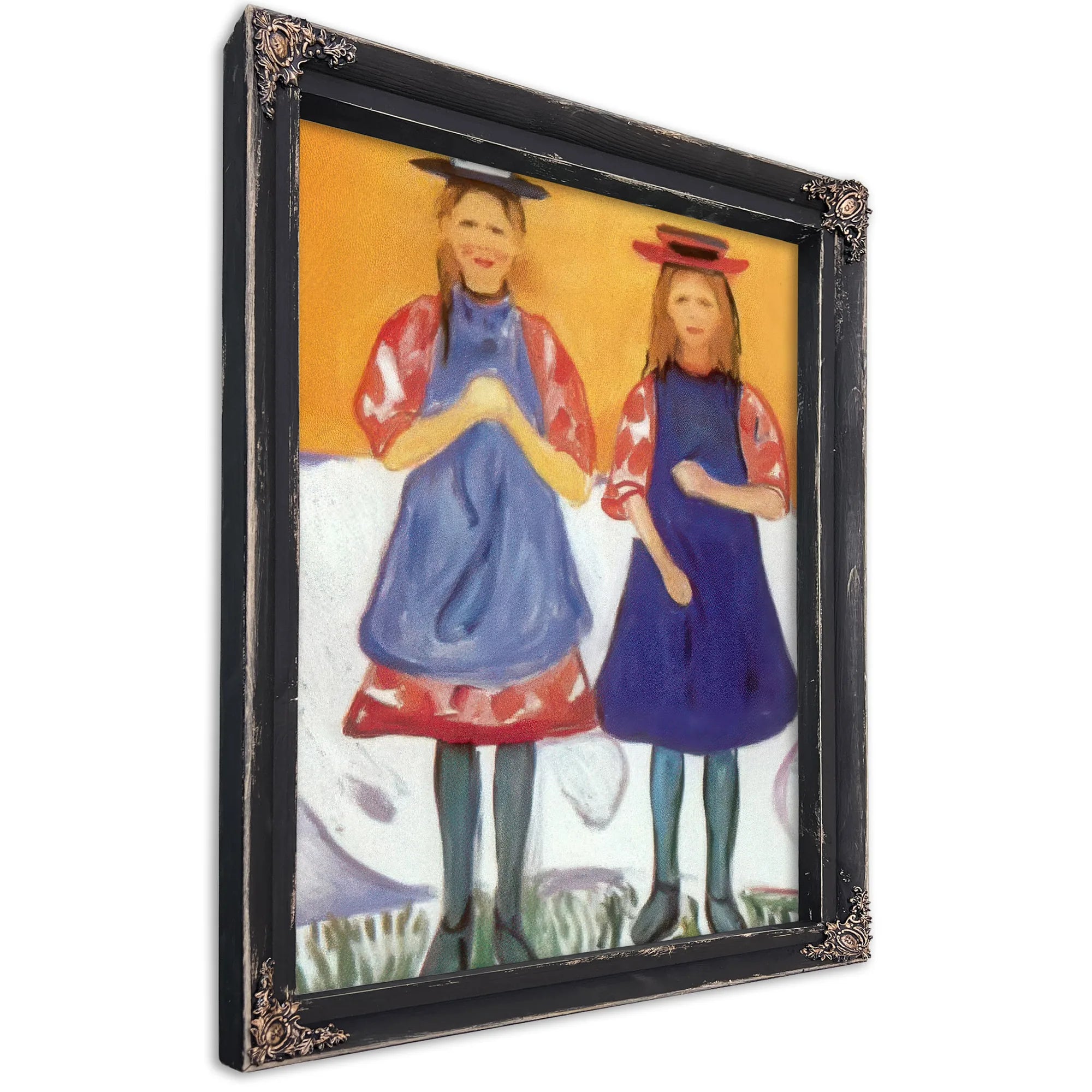 Two Girls In Blue Smocks 190405 By Edvard Munch Fine Art Print