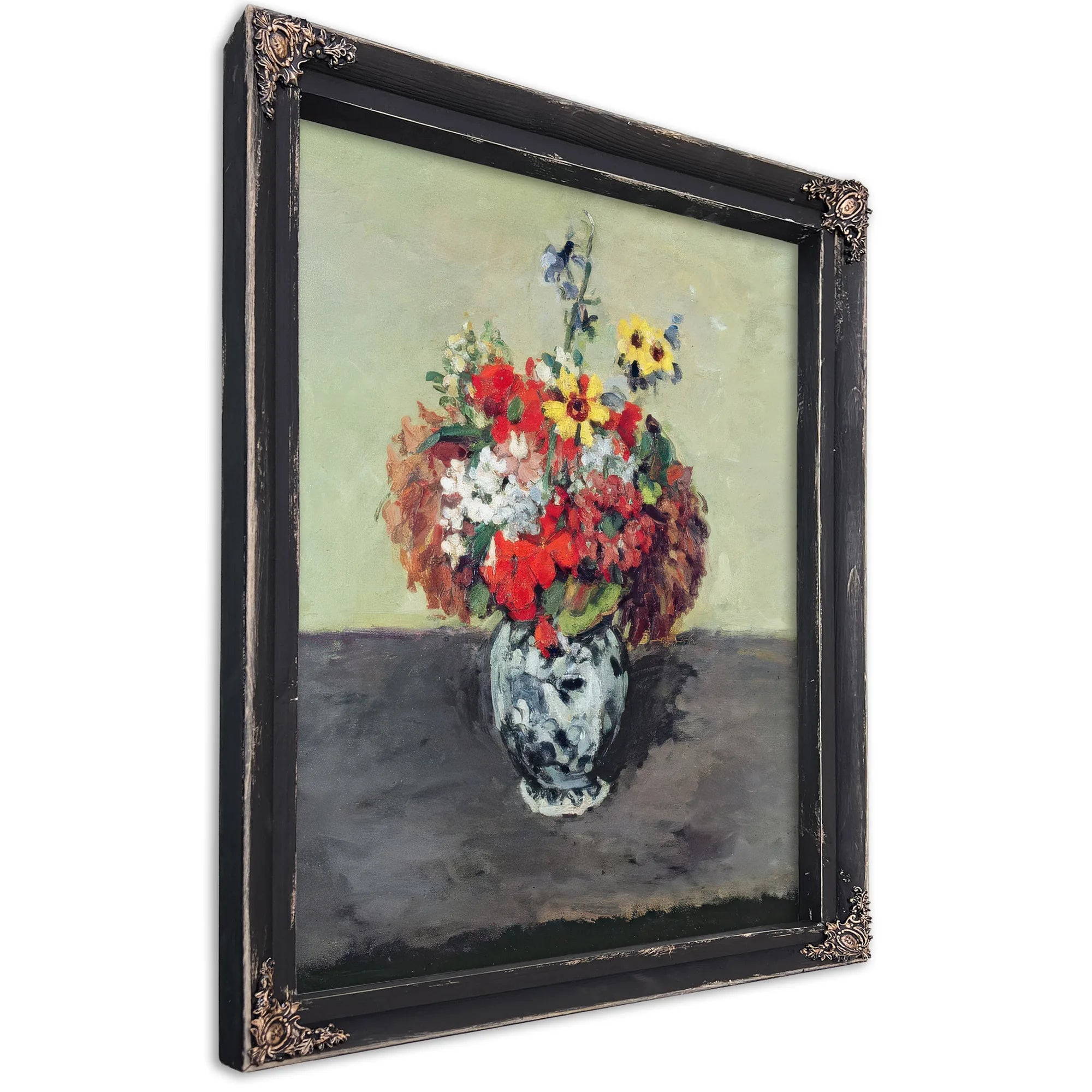 Flowers In A Delft Vase By Paul Cezanne Fine Art Print