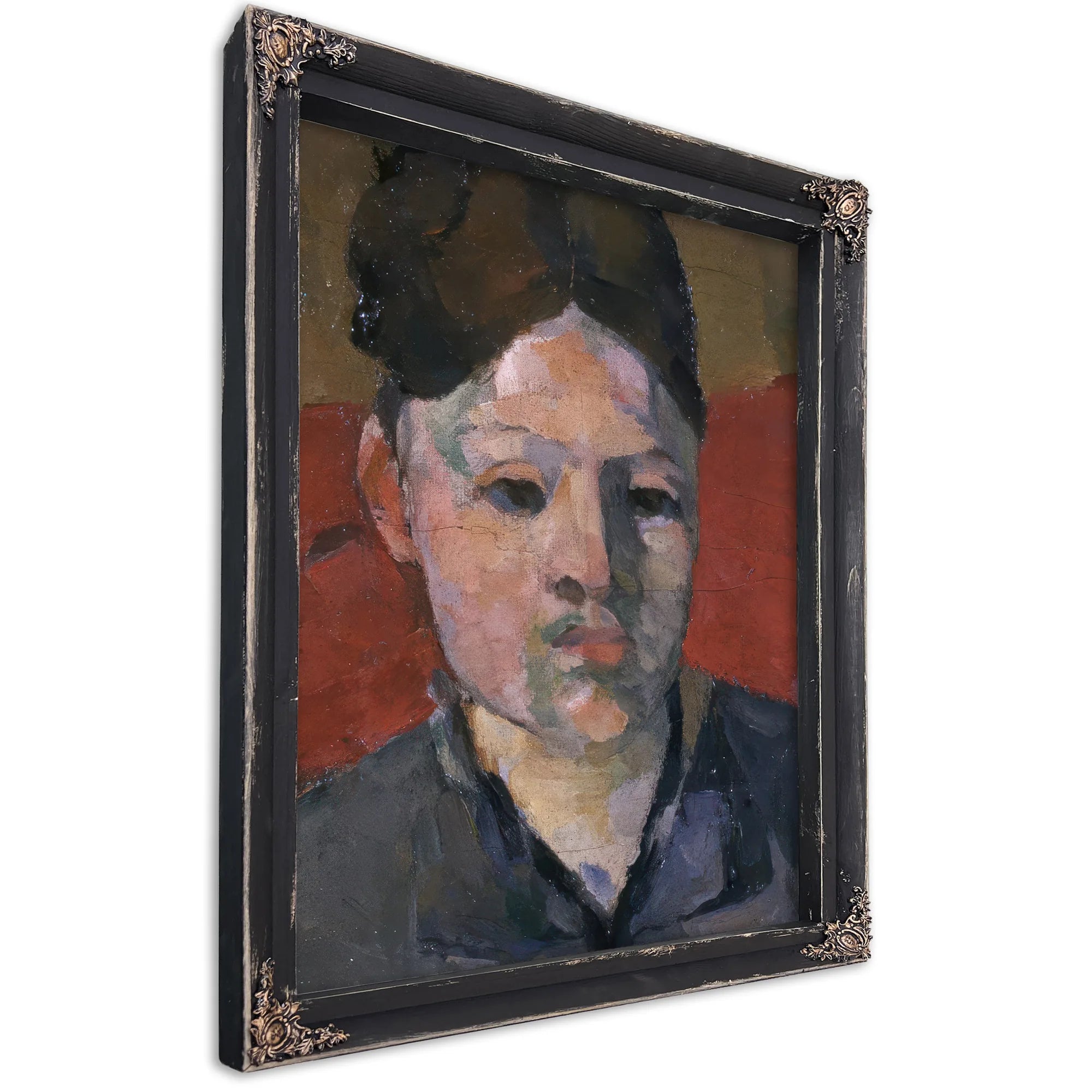 Detail Of Woman's Head From The Artist's Wife In A Red Armchair By Paul Cezanne Fine Art Print