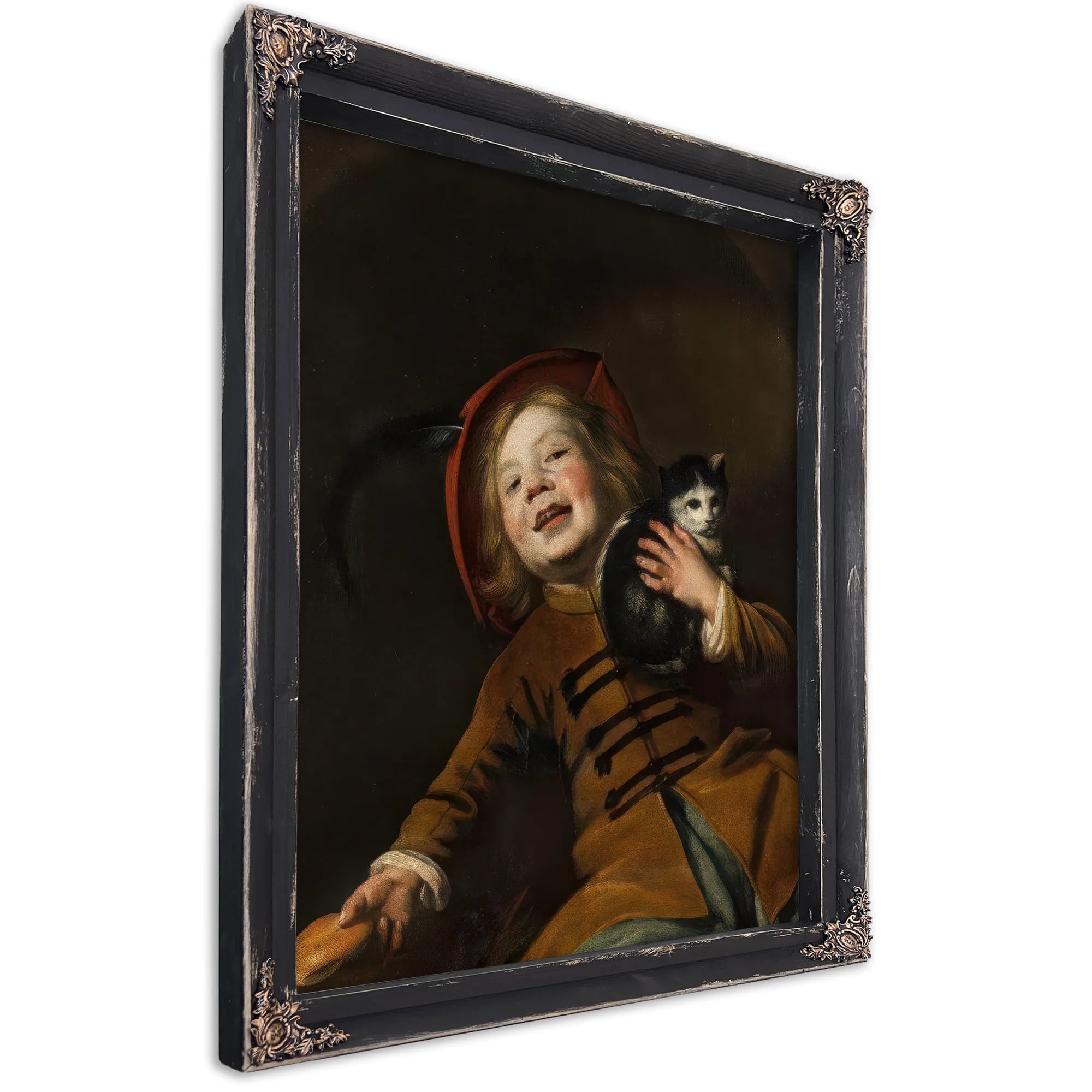 Boy With A Cat Red Hat And A Piece Of Bread 1630 By Judith Leyster Fine Art Print