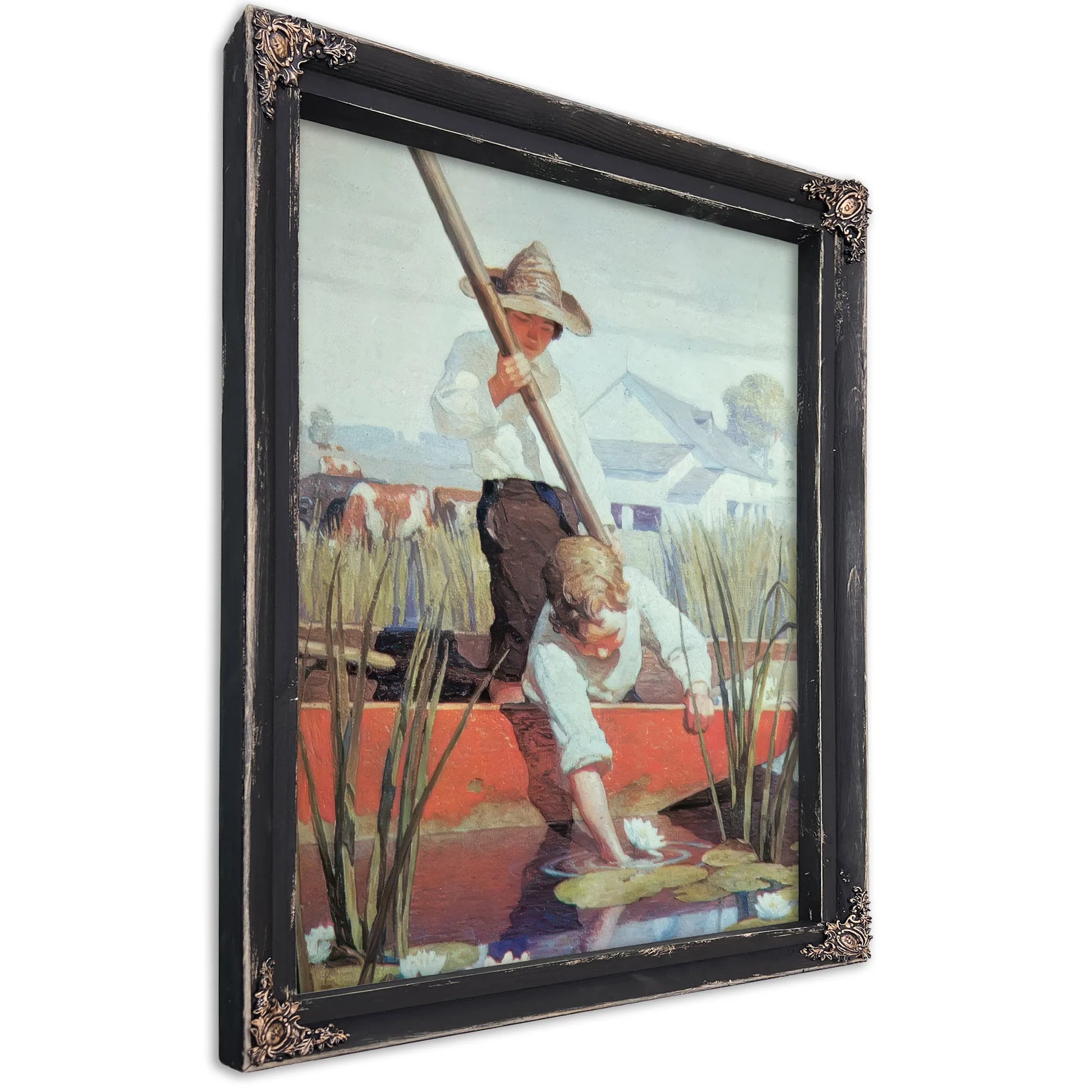 Two Boys In A Punt By NC Wyeth Fine Art Print