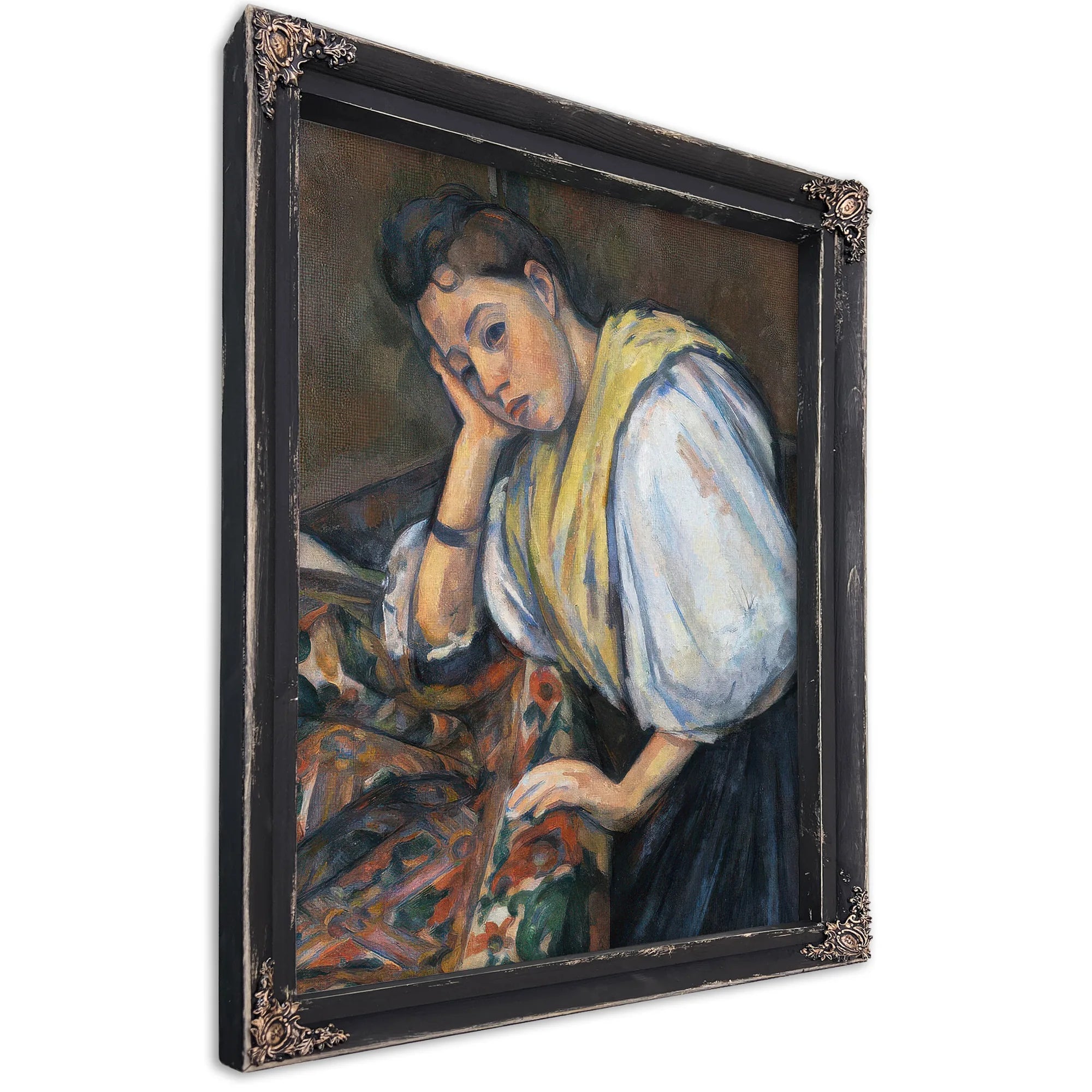Young Italian Woman At A Table By Paul Cezanne Fine Art Print