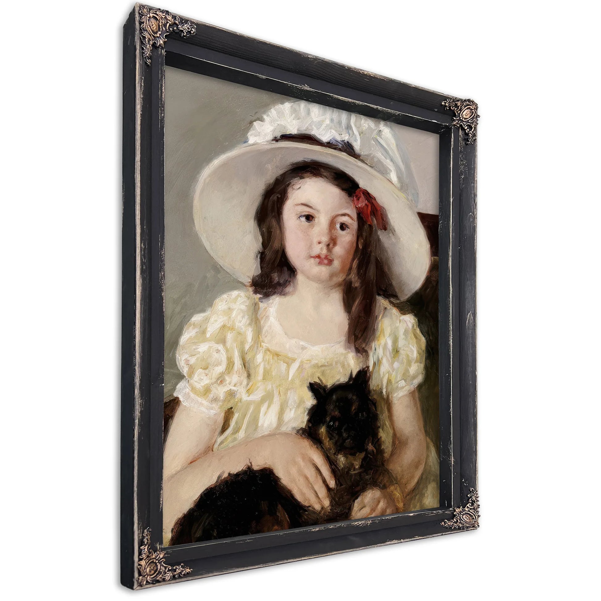 Francoise Holding A Little Black Dog By Mary Cassatt Fine Art Print