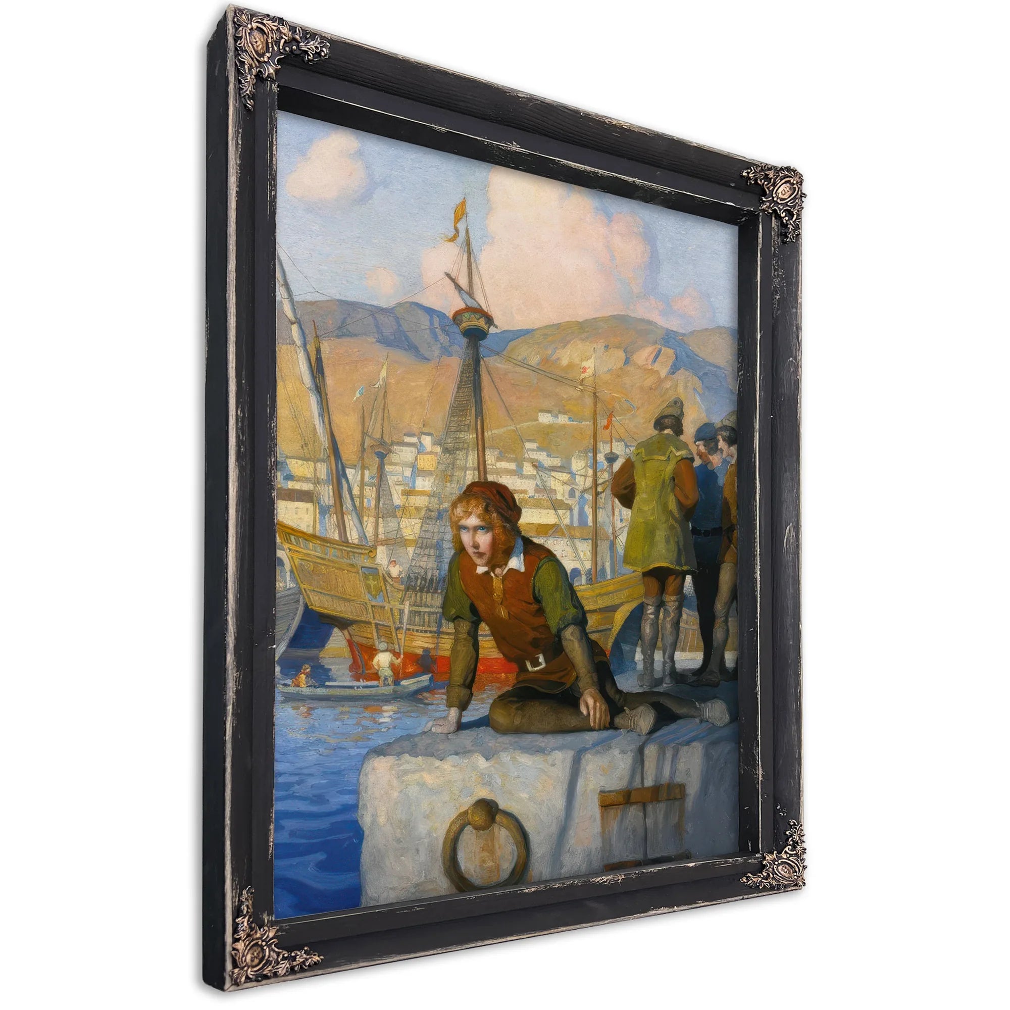 The Boy Columbus On The Wharf At Genoa By NC Wyeth Fine Art Print