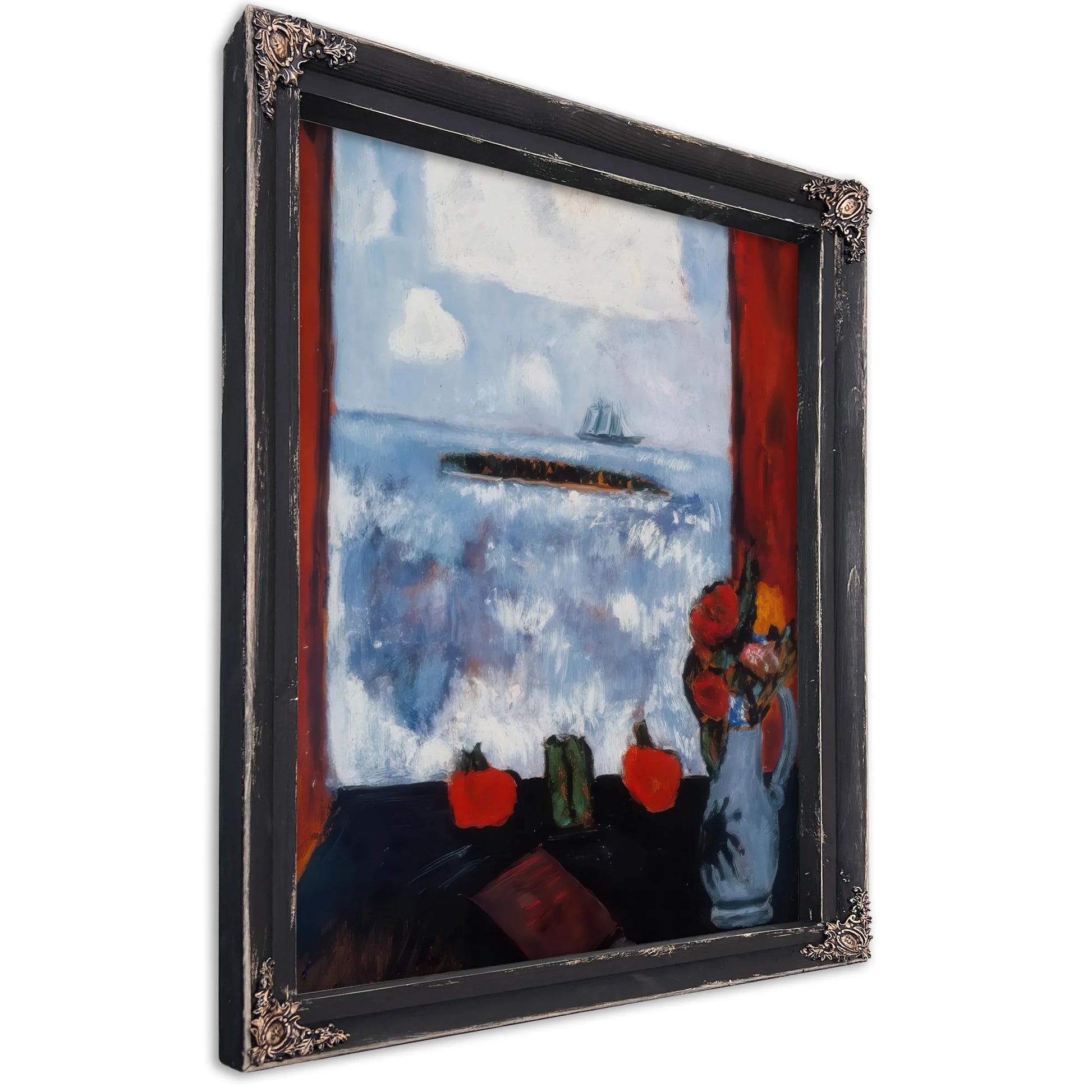 Summer Sea Window Red Curtain By Marsden Hartley Fine Art Print