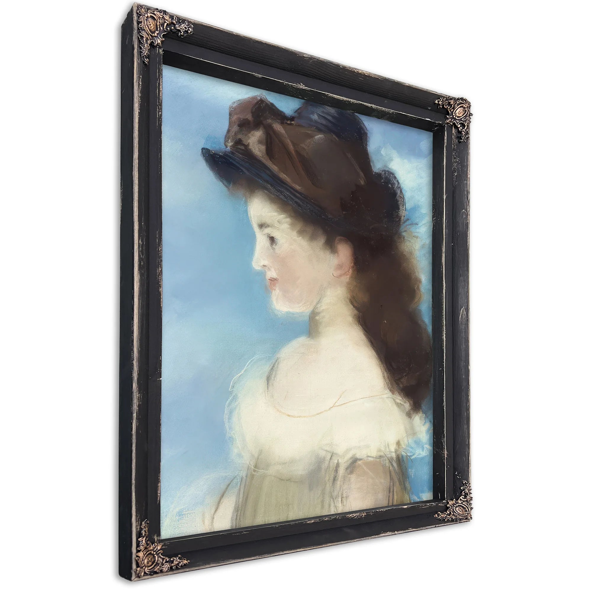 Portrait Of Mademoiselle Hecht Wearing A Hat, Seen In Profile By Edouard Manet Fine Art Print