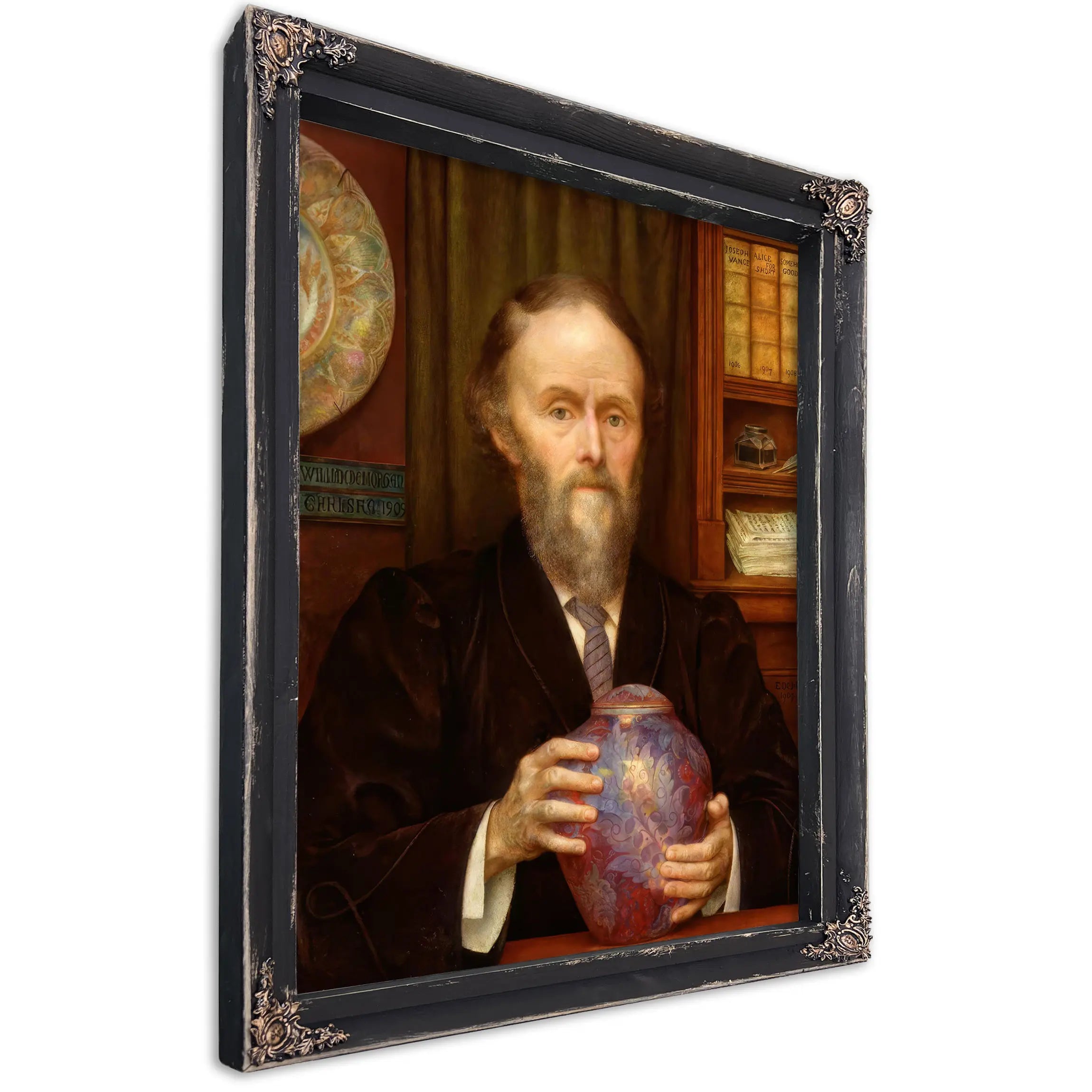 Portrait Of William De Morgan Holding Lustre Vase 1909 by Evelyn De Morgan