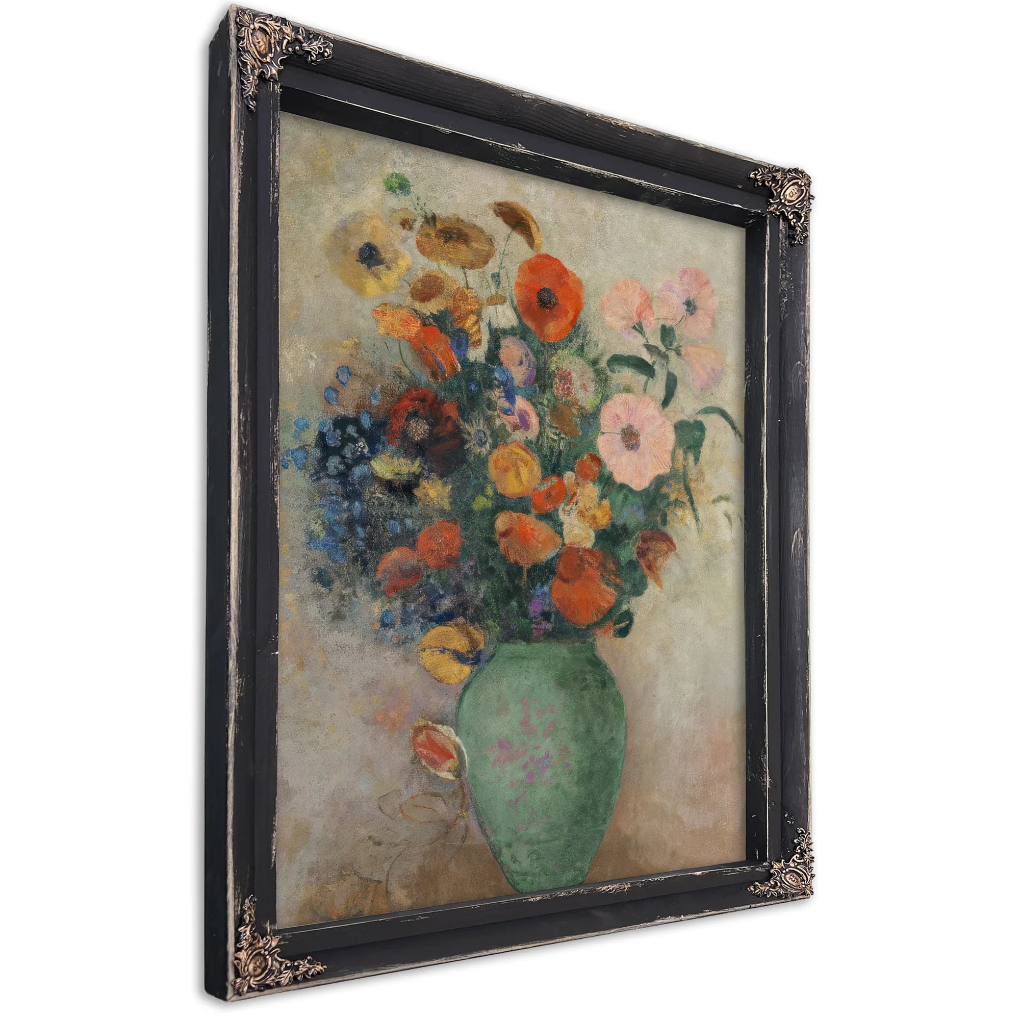 Bouquet Of Flowers In A Green Vase By Odilon Redon Fine Art Print