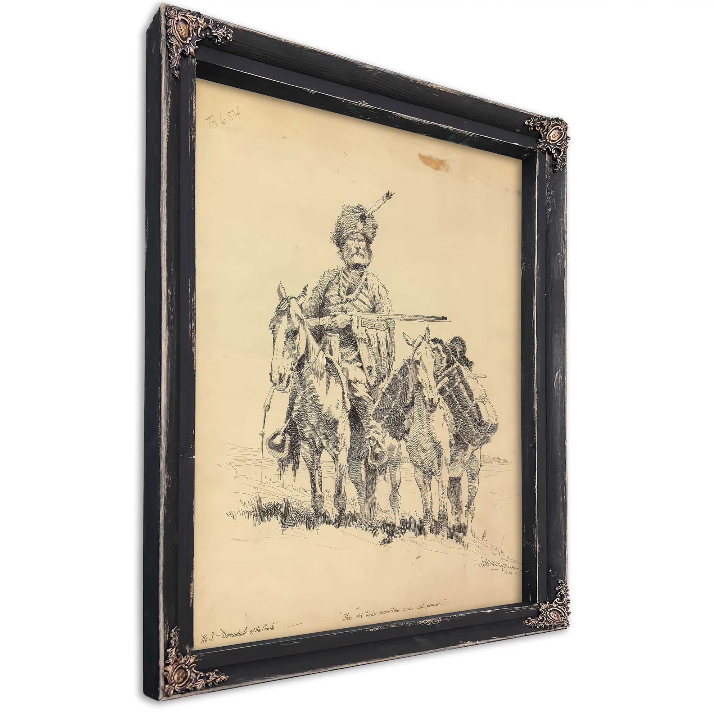 An Oldtime Mountain Man With His Ponies  by Frederic Remington