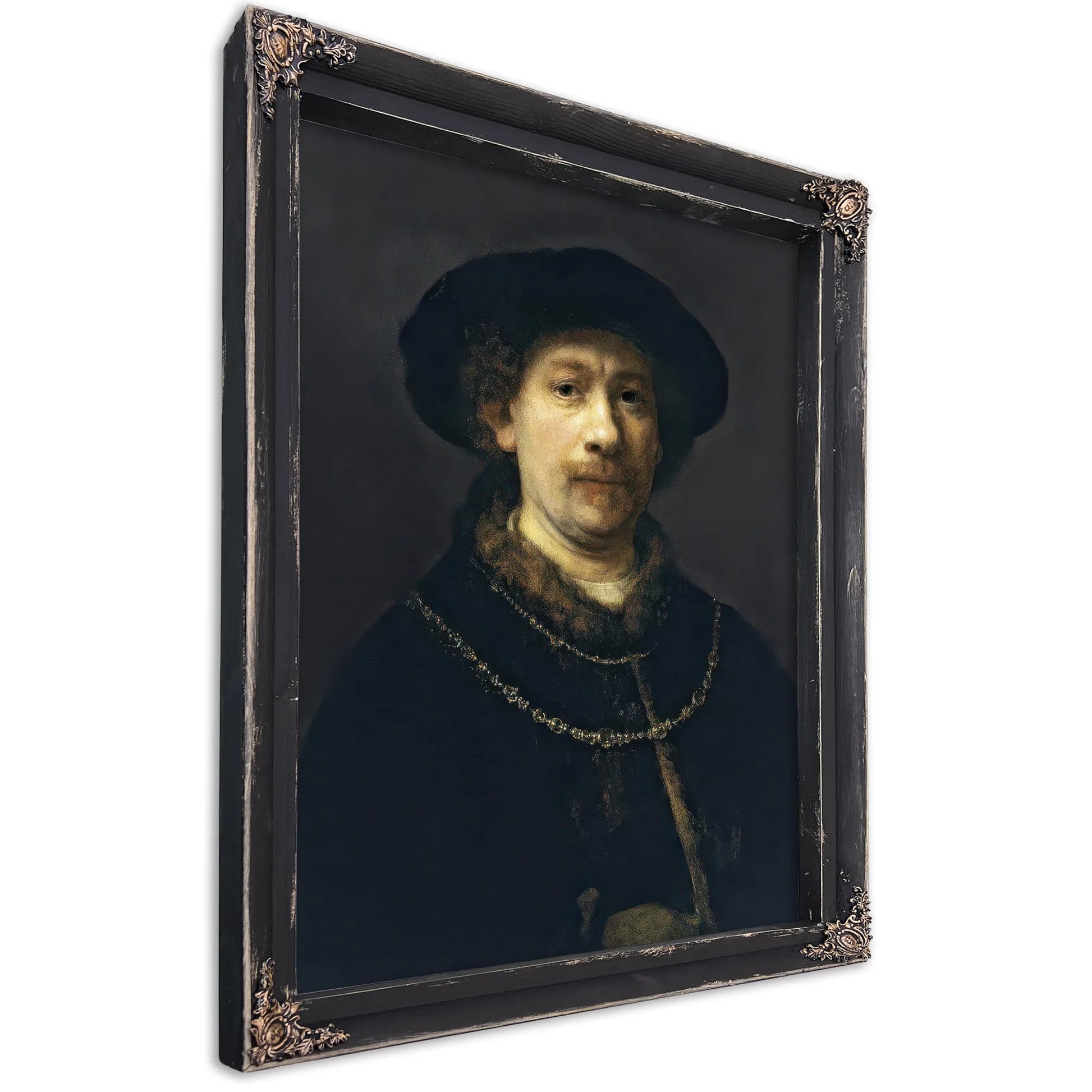 Self Portrait With A Hat And Two Chains By Rembrandt Fine Art Print