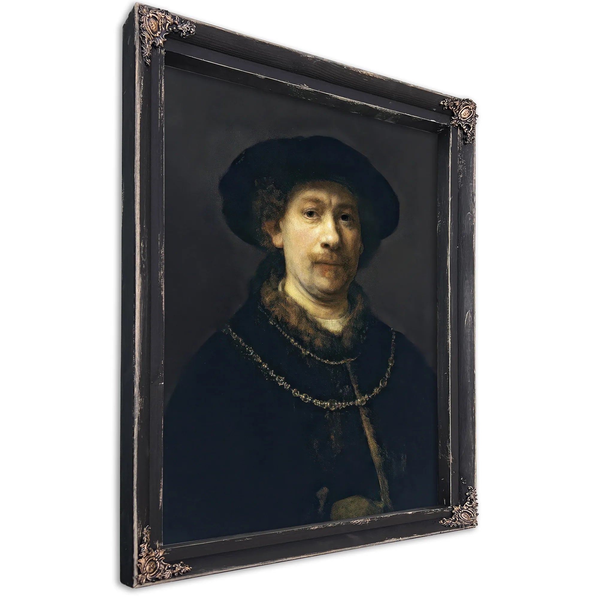 Self Portrait With A Hat And Two Chains By Rembrandt Fine Art Print