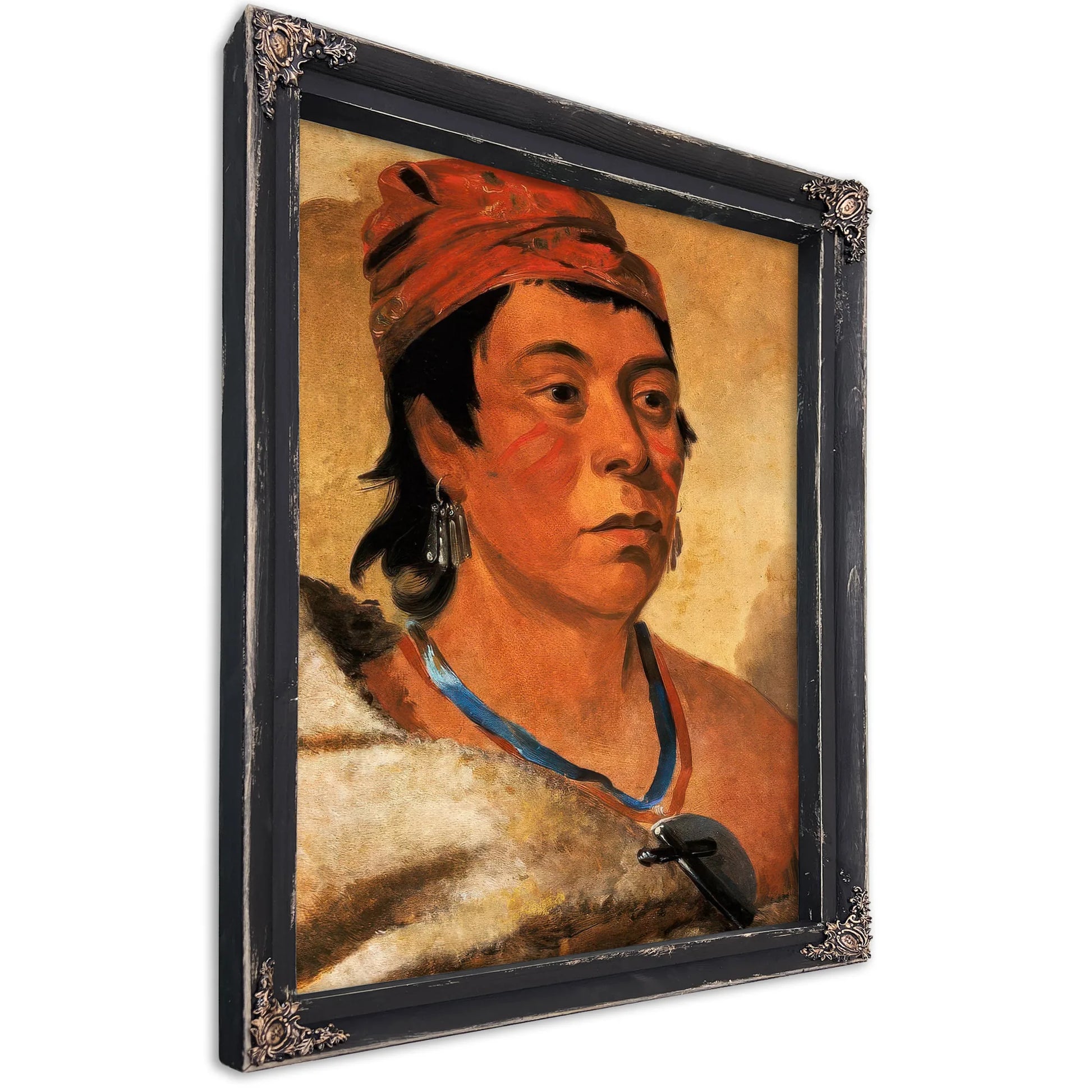 Round Island, A Warrior By George Catlin Fine Art Print