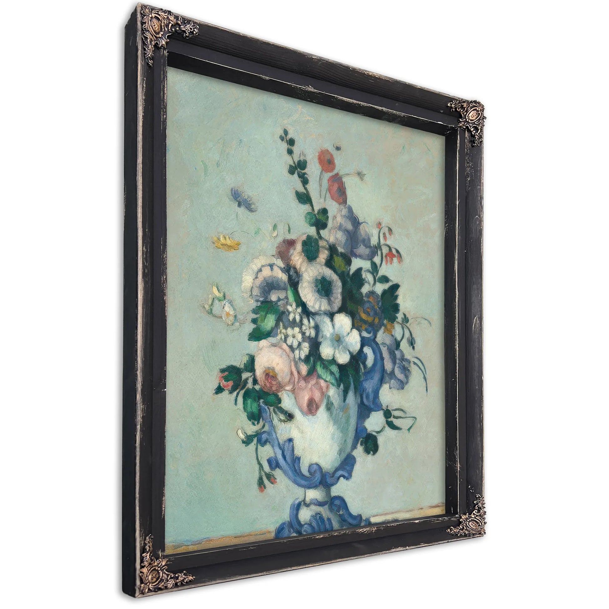 Flowers In A Rococo Vase By Paul Cezanne Fine Art Print