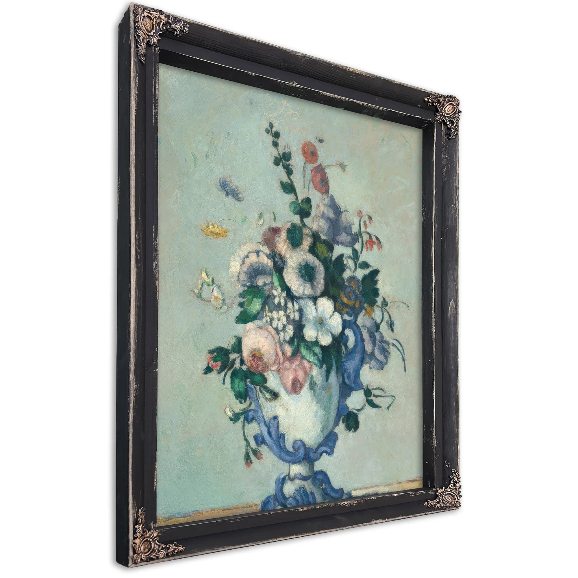 Flowers In A Rococo Vase By Paul Cezanne Fine Art Print