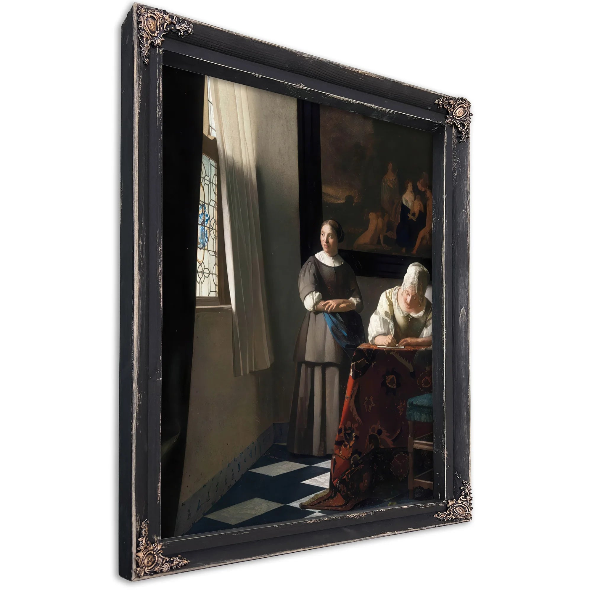 A Woman Writing A Letter With Her Maidservant 1671 By Johannes Vermeer Fine Art Print