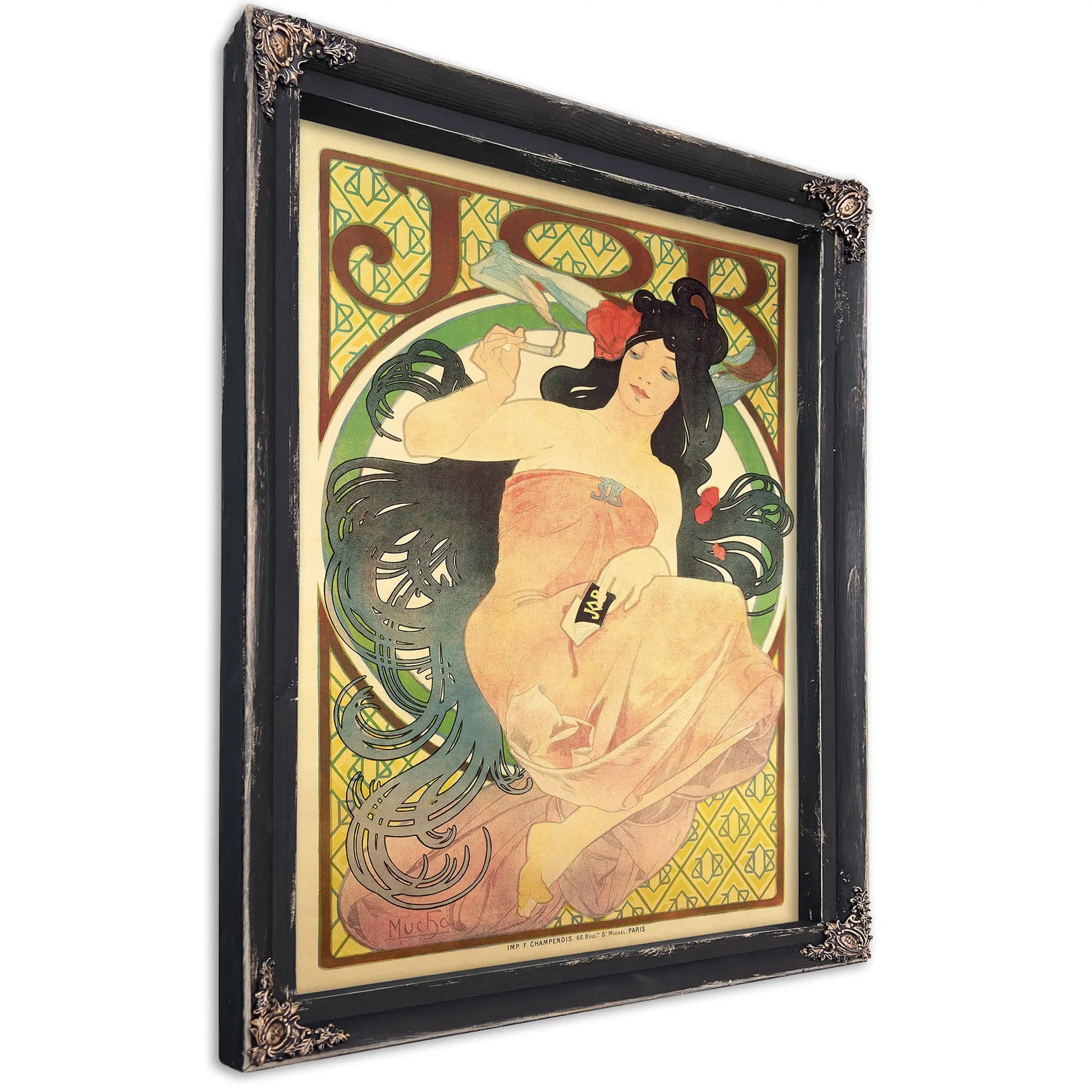 Poster Job Alfons Mucha And Imprimerie F Champenois Paris by Alphonse Mucha