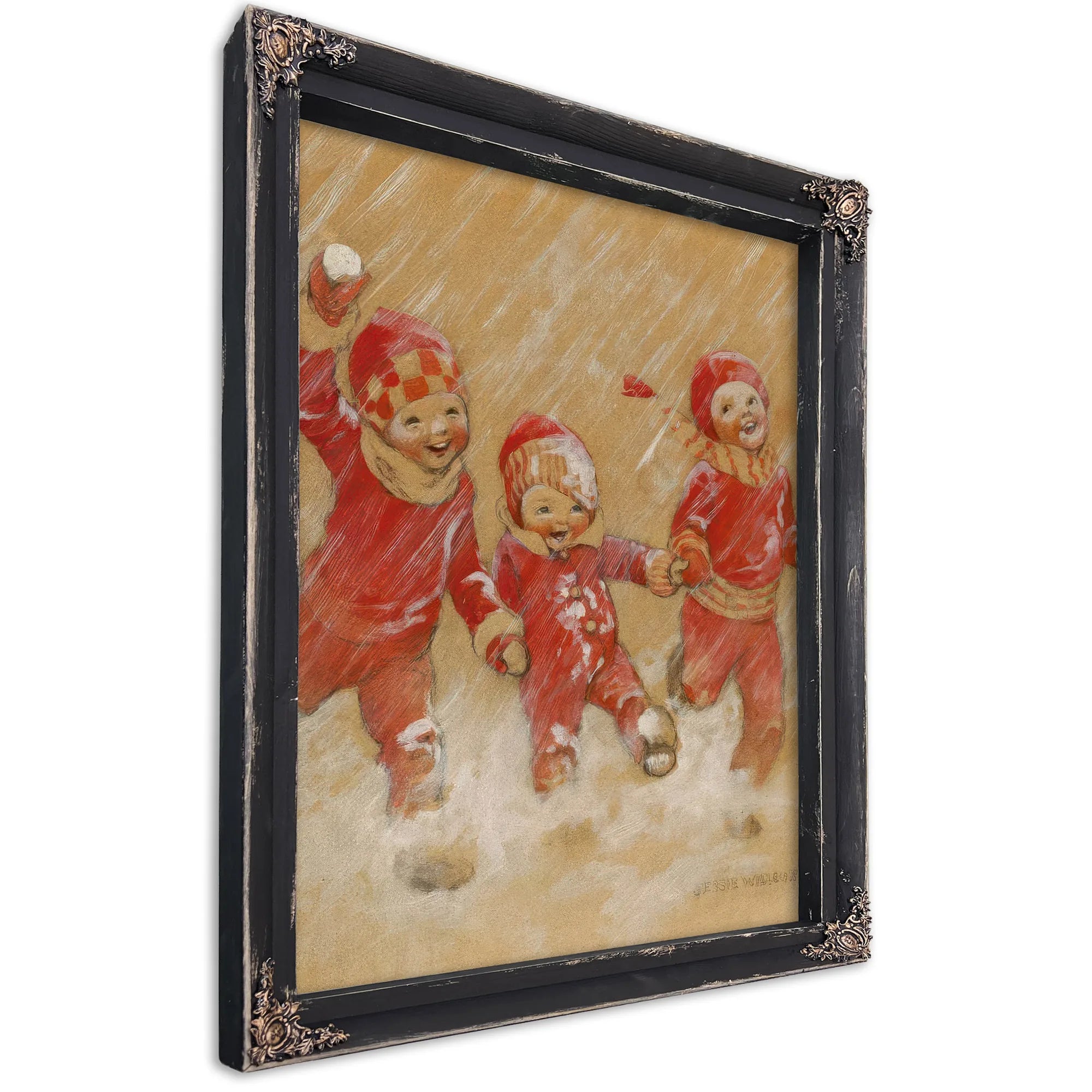 Children Playing In The Snow by Jessie Willcox Smith Fine Art Print