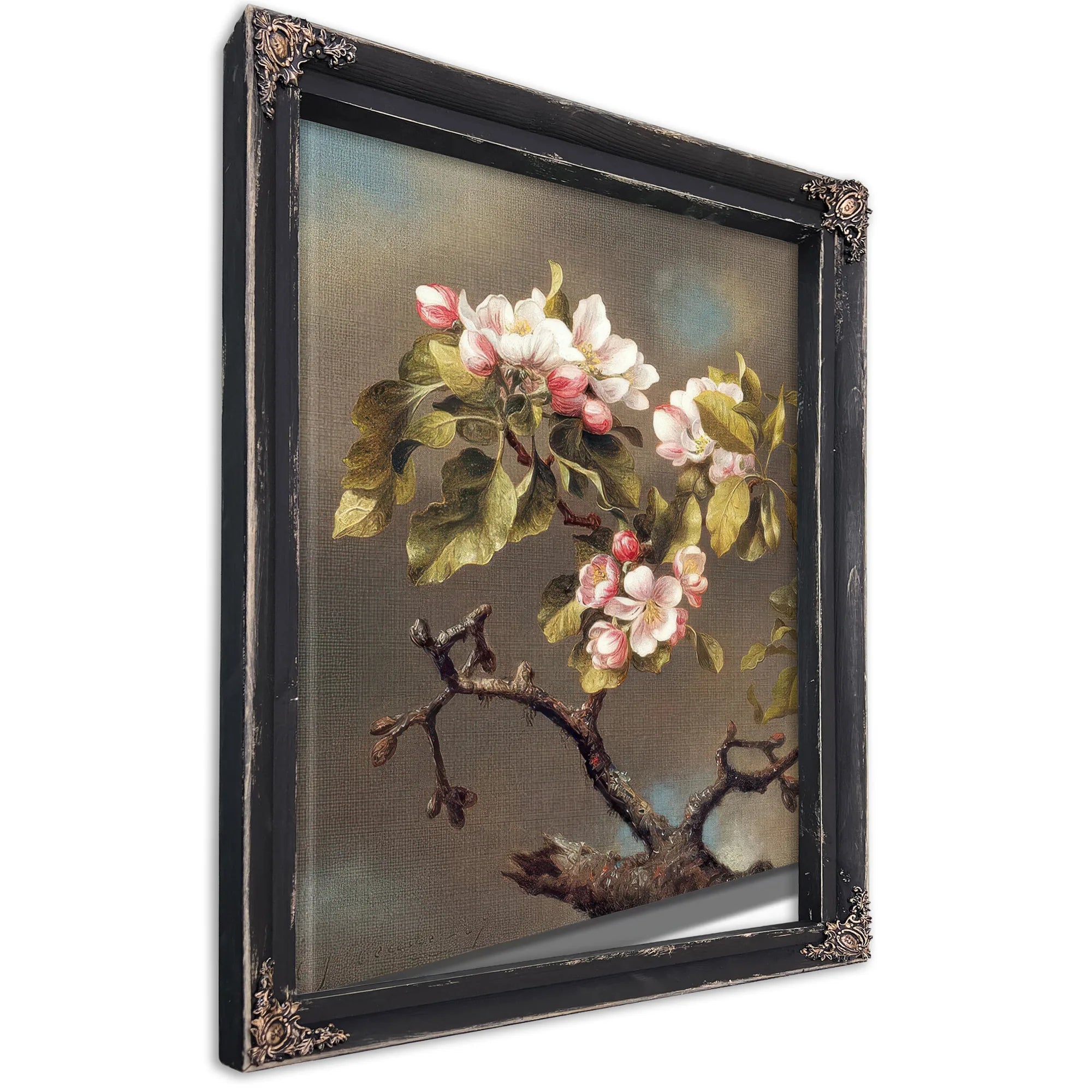 Branch Of Apple Blossoms Against A Cloudy Sky By Martin Johnson Heade Fine Art Print
