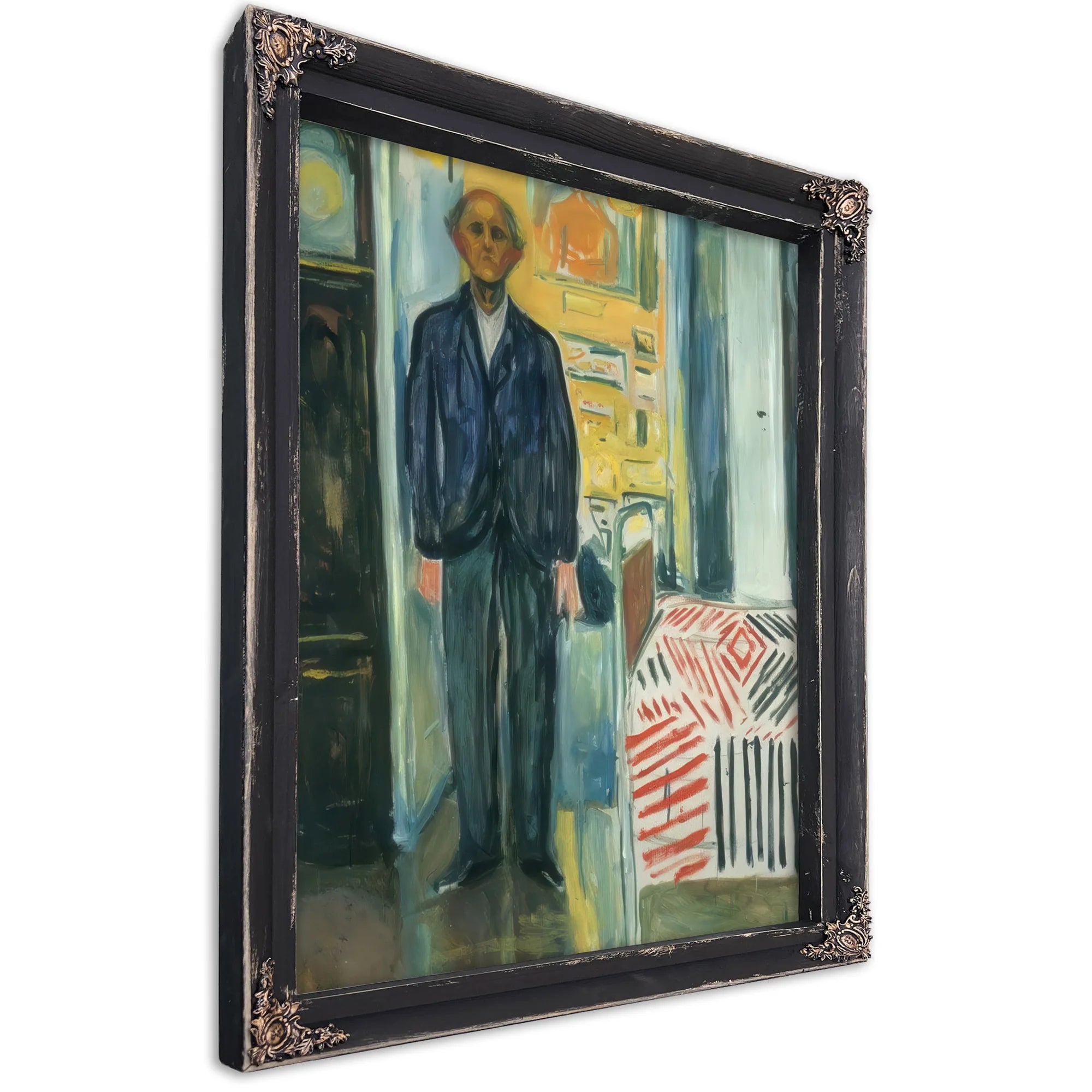 Self Portrait Between Clock And Bed 194042 By Edvard Munch Fine Art Print