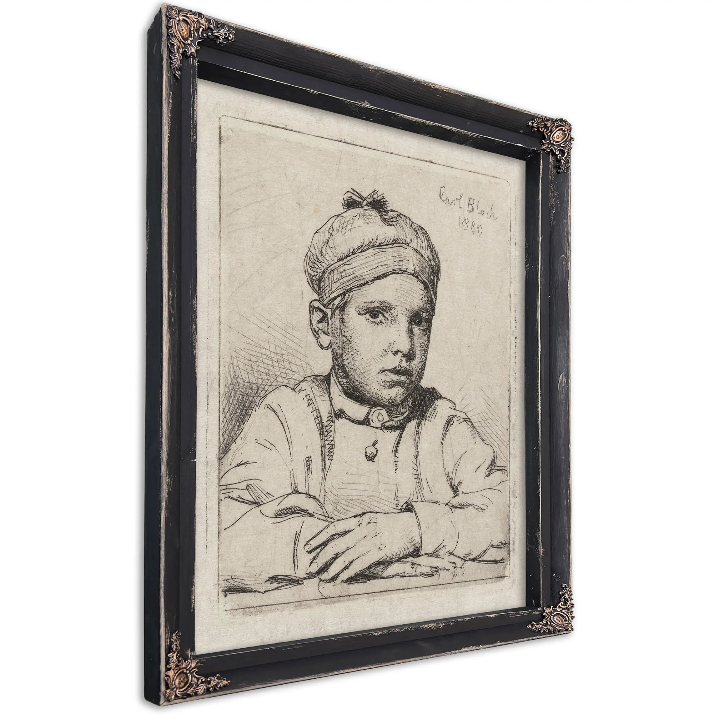 Drengen Med Hue Pa Hovedet Barneportraet Af Emanuel Trepka Bloch by Carl Bloch
