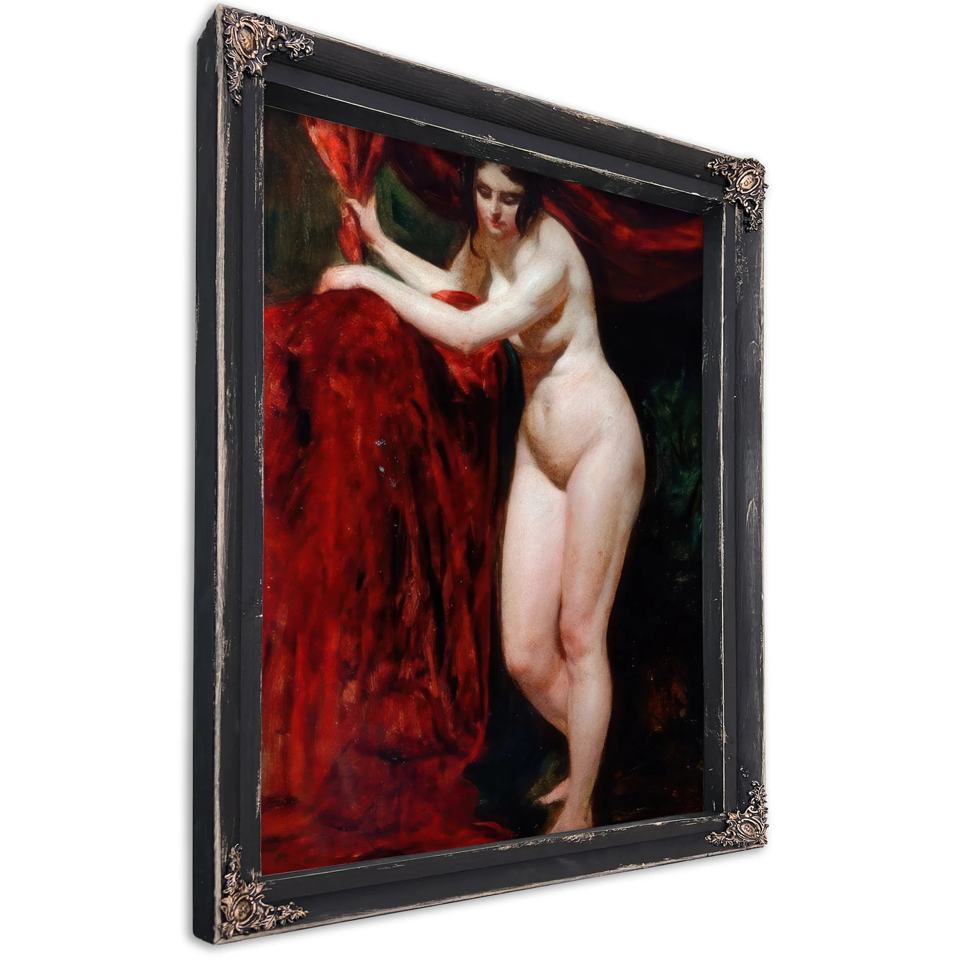 Nude Woman, Holding Red Drapery By William Etty Fine Art Print