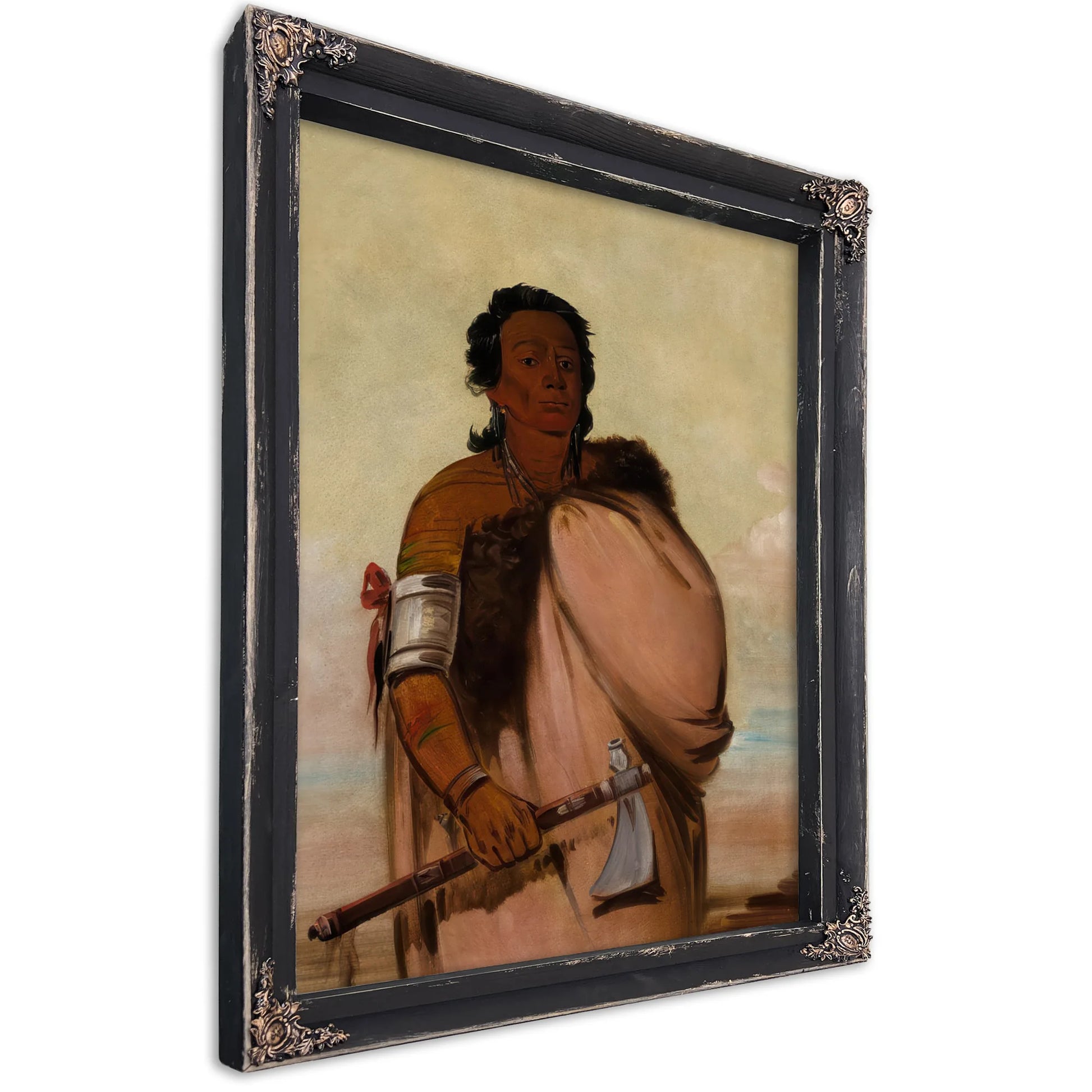 Ah' Sho Cole, Rotten Foot, A Noted Warrior By George Catlin Fine Art Print