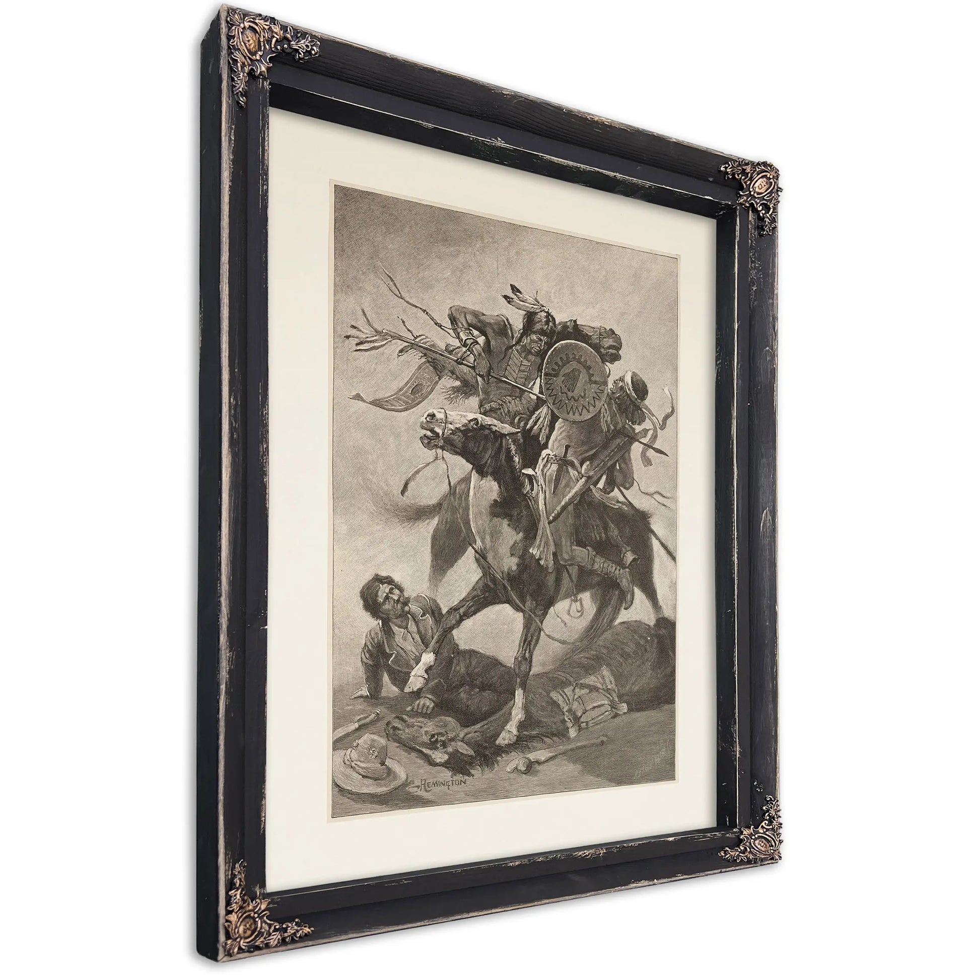 Thrust His Lance Through His Body And Rode Him Down by Frederic Remington