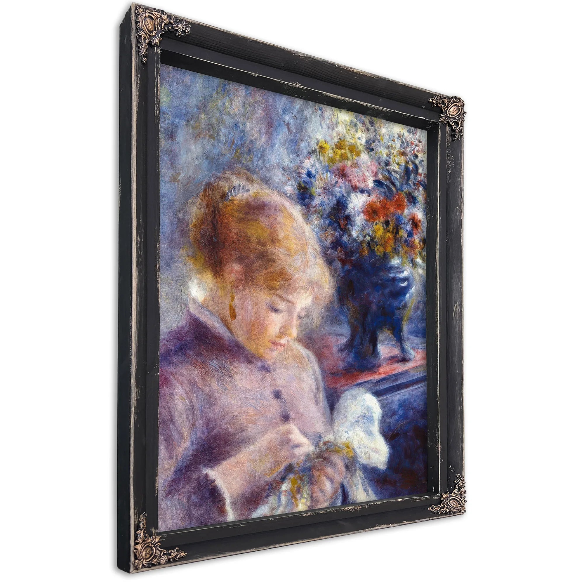 Young Woman Sewing By Pierre August Renoir Fine Art Print