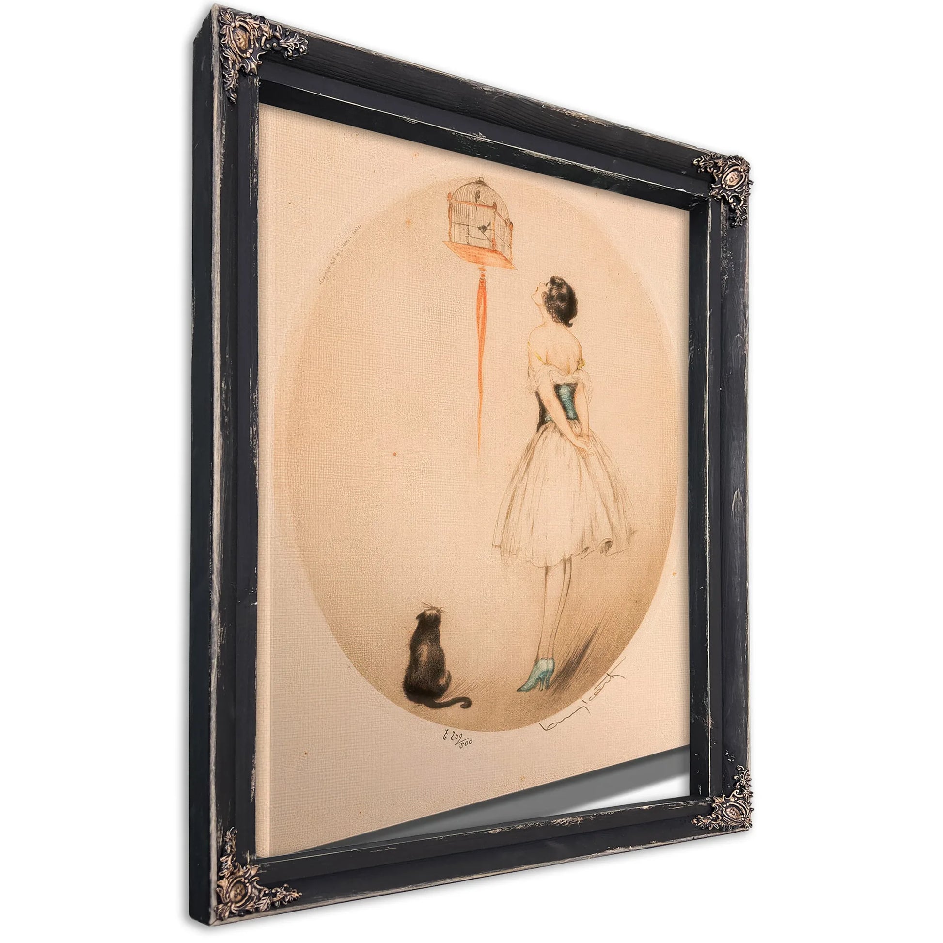 Perroquet Bleu And La Cage Rouge Two Works 1928 By Louis Icart Fine Art Print