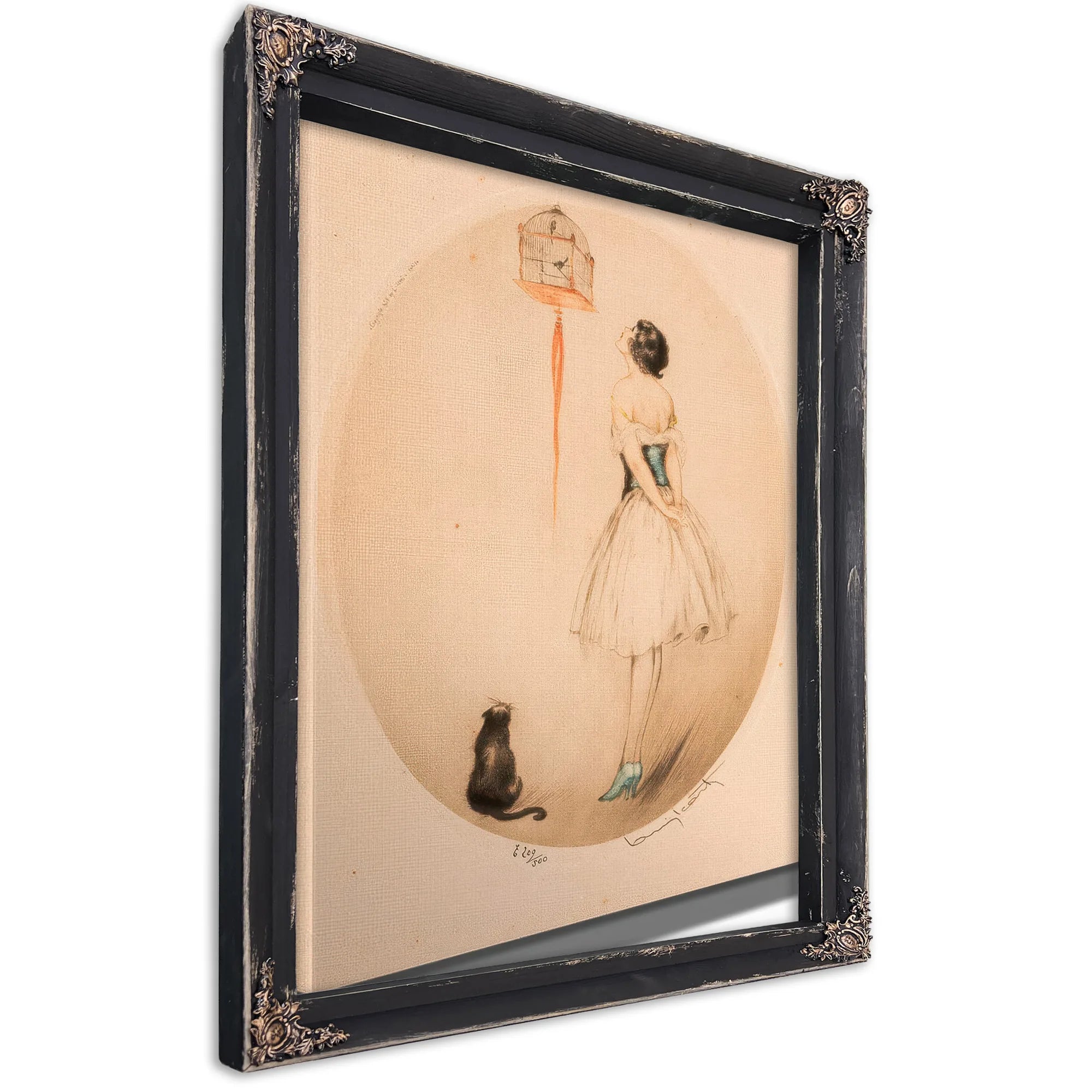 Perroquet Bleu And La Cage Rouge Two Works 1928 By Louis Icart Fine Art Print