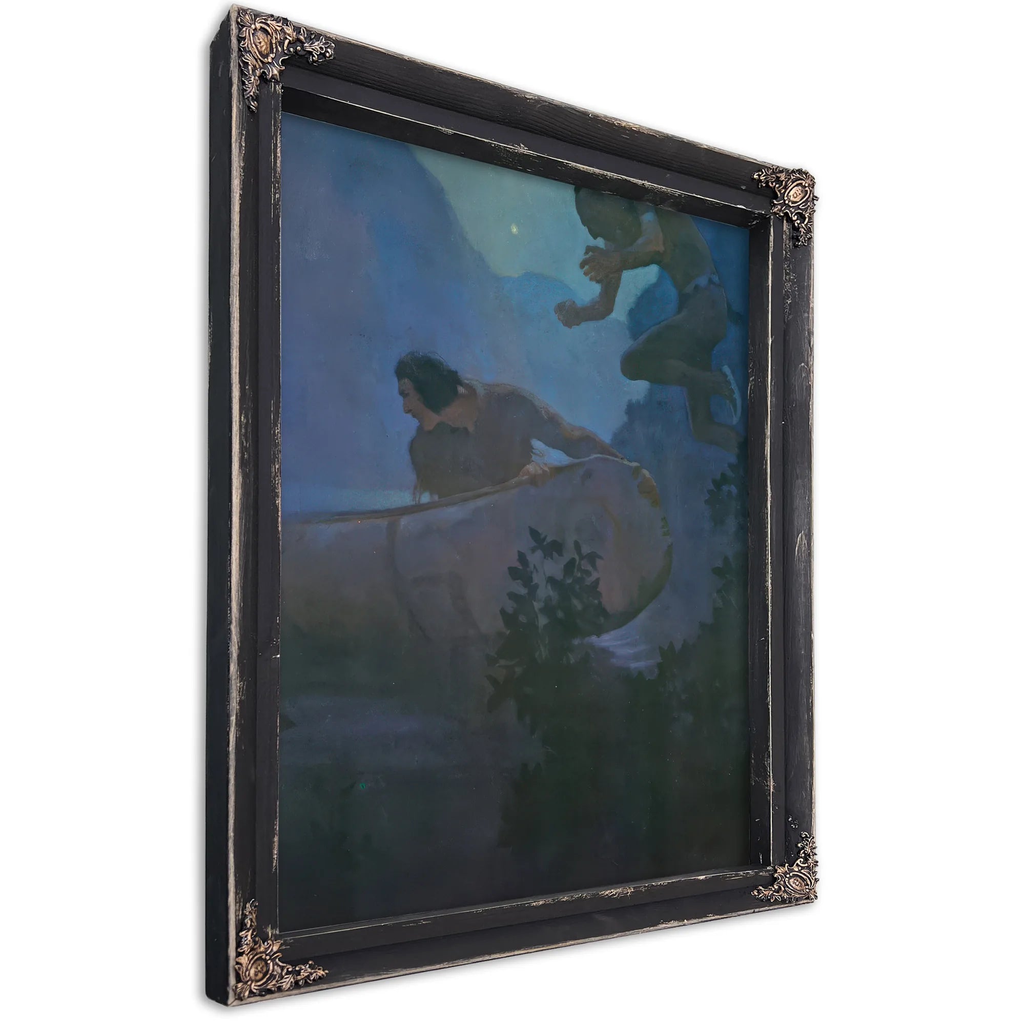 Deerslayer Threw All His Force Into A Desperate Effort By NC Wyeth Fine Art Print