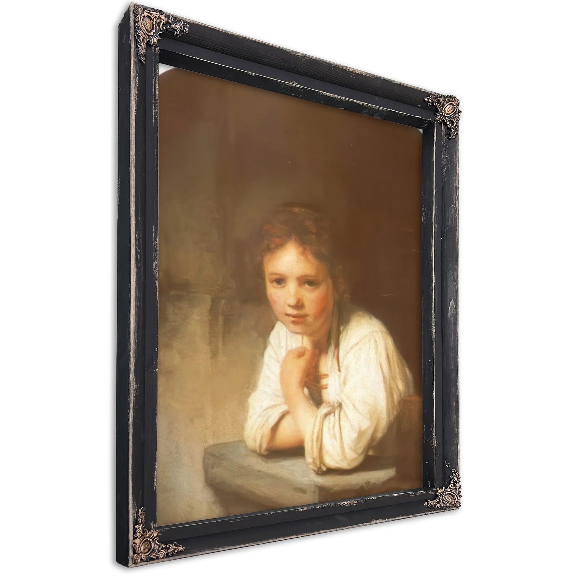 A Young Girl Leaning On A Window Sill 1645 By Rembrandt Fine Art Print