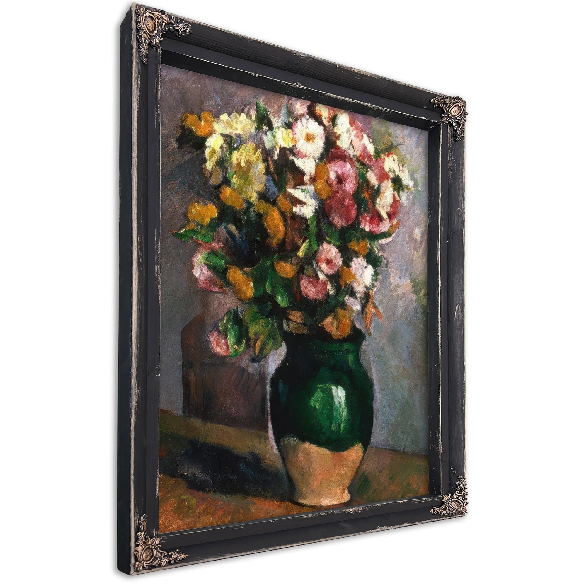 Still Life With Flowers In An Olive Jar By Paul Cezanne Fine Art Print