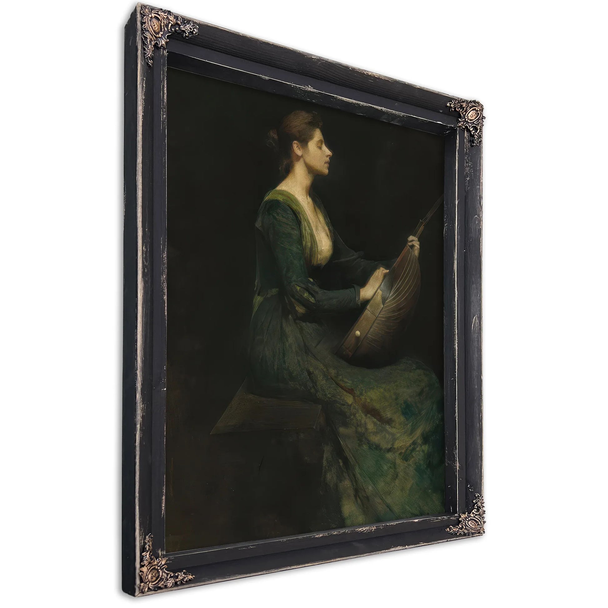 Lady With A Lute By Thomas Wilmer Dewing Fine Art Print