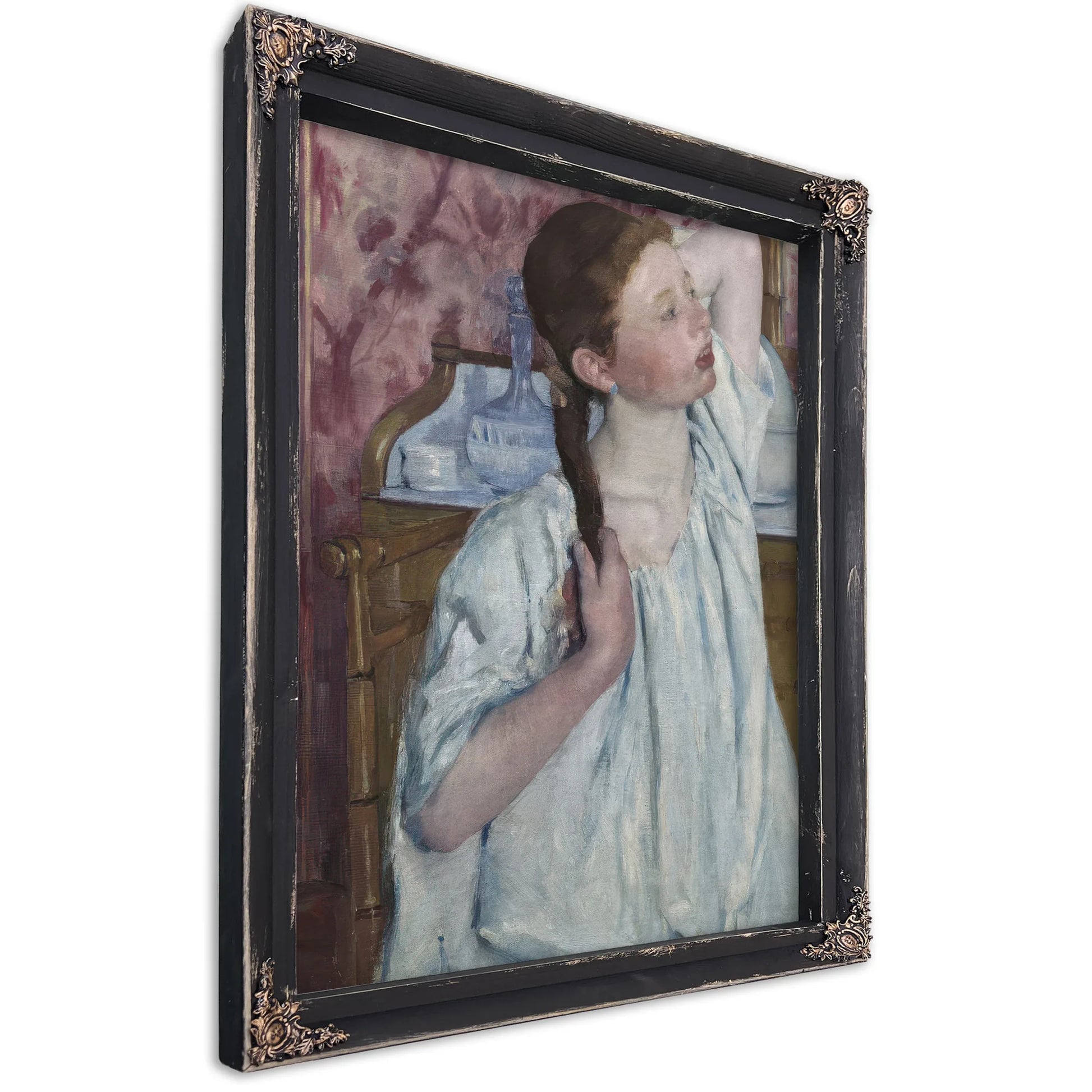 Girl Arranging Her Hair By Mary Cassatt Fine Art Print