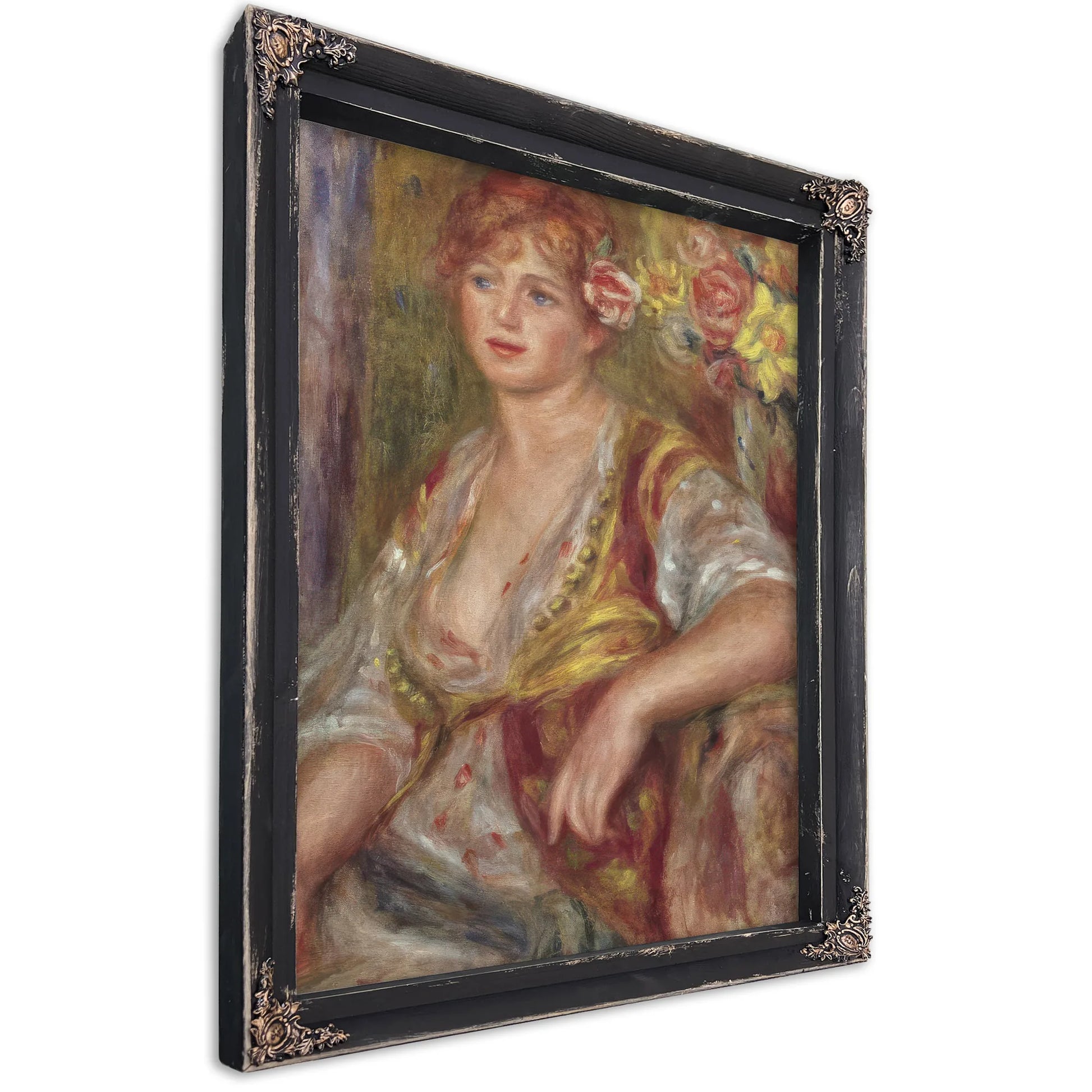 Blonde Woman With A Rose By Pierre Auguste Renoir Fine Art Print