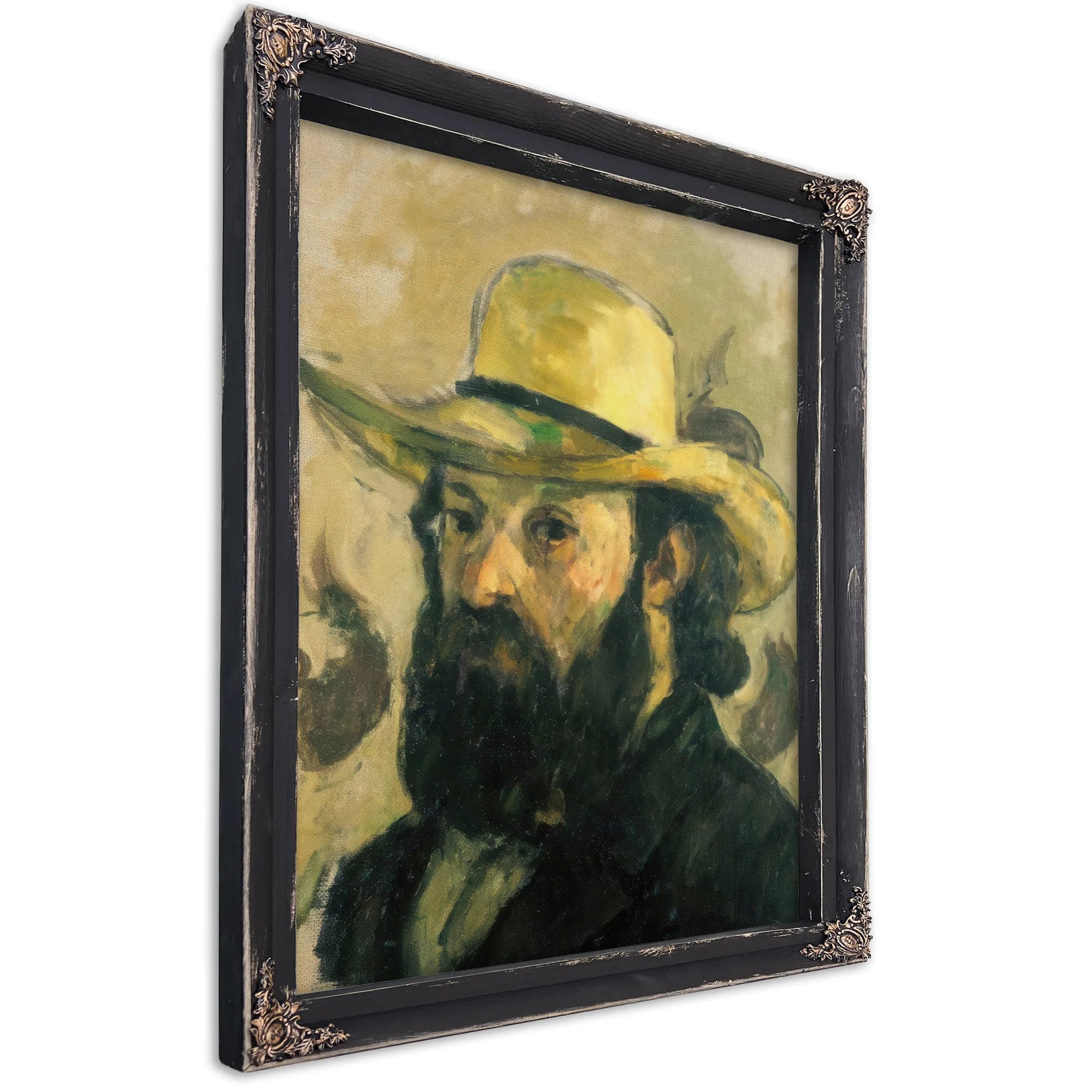Self Portrait In A Straw Hat By Paul Cezanne Fine Art Print