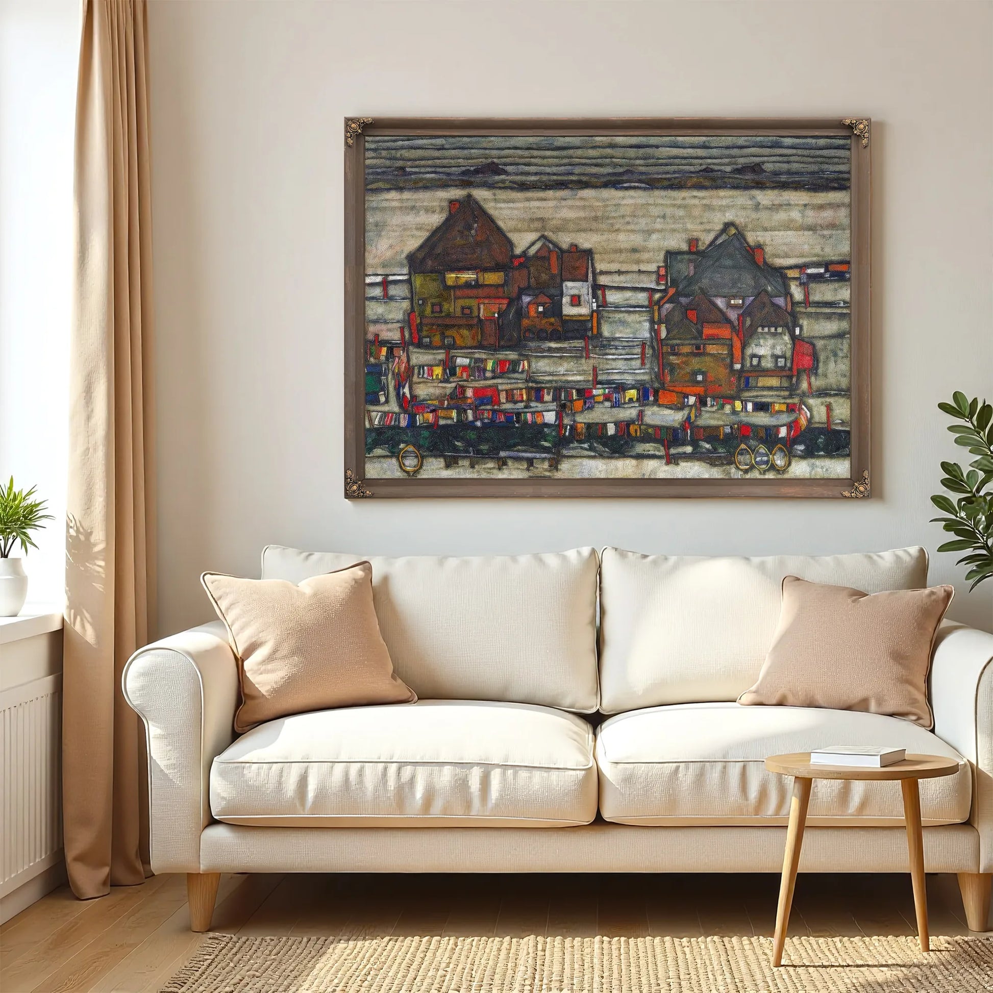 Houses With Laundry Seeburg Ha User Mit Bunter Wa Sche 1914 Pc By Egon Schiele Fine Art Print