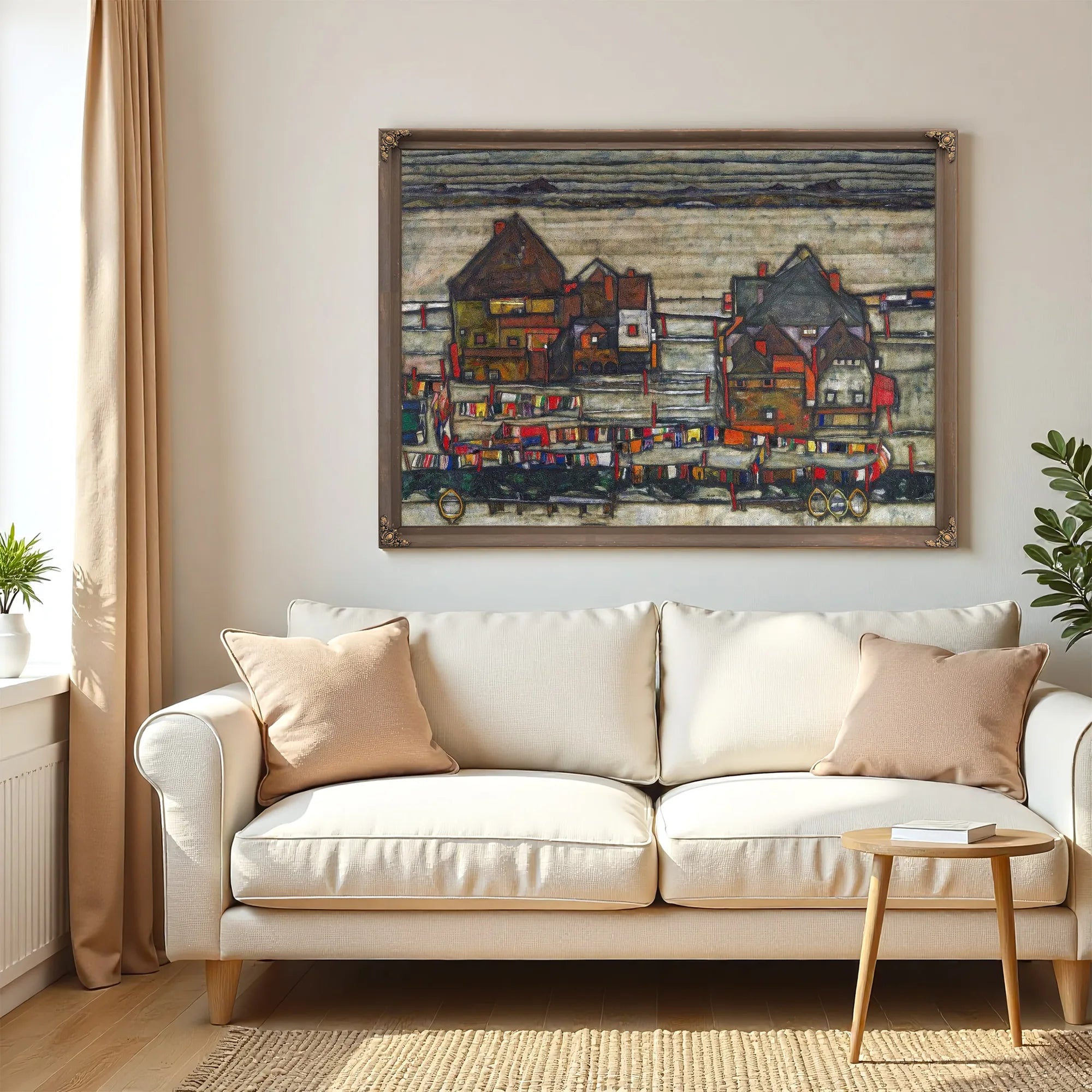 Houses With Laundry Seeburg Ha User Mit Bunter Wa Sche 1914 Pc By Egon Schiele Fine Art Print